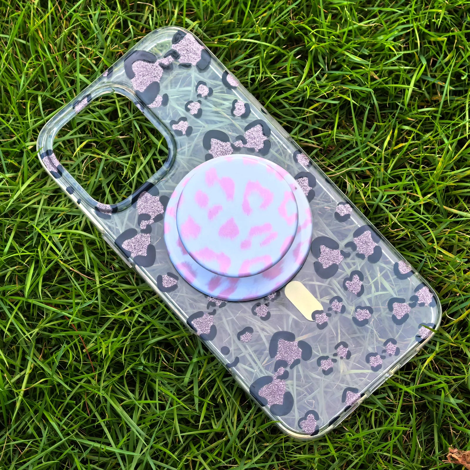 Leopard Pink Phone Case MagSafe Grip Set