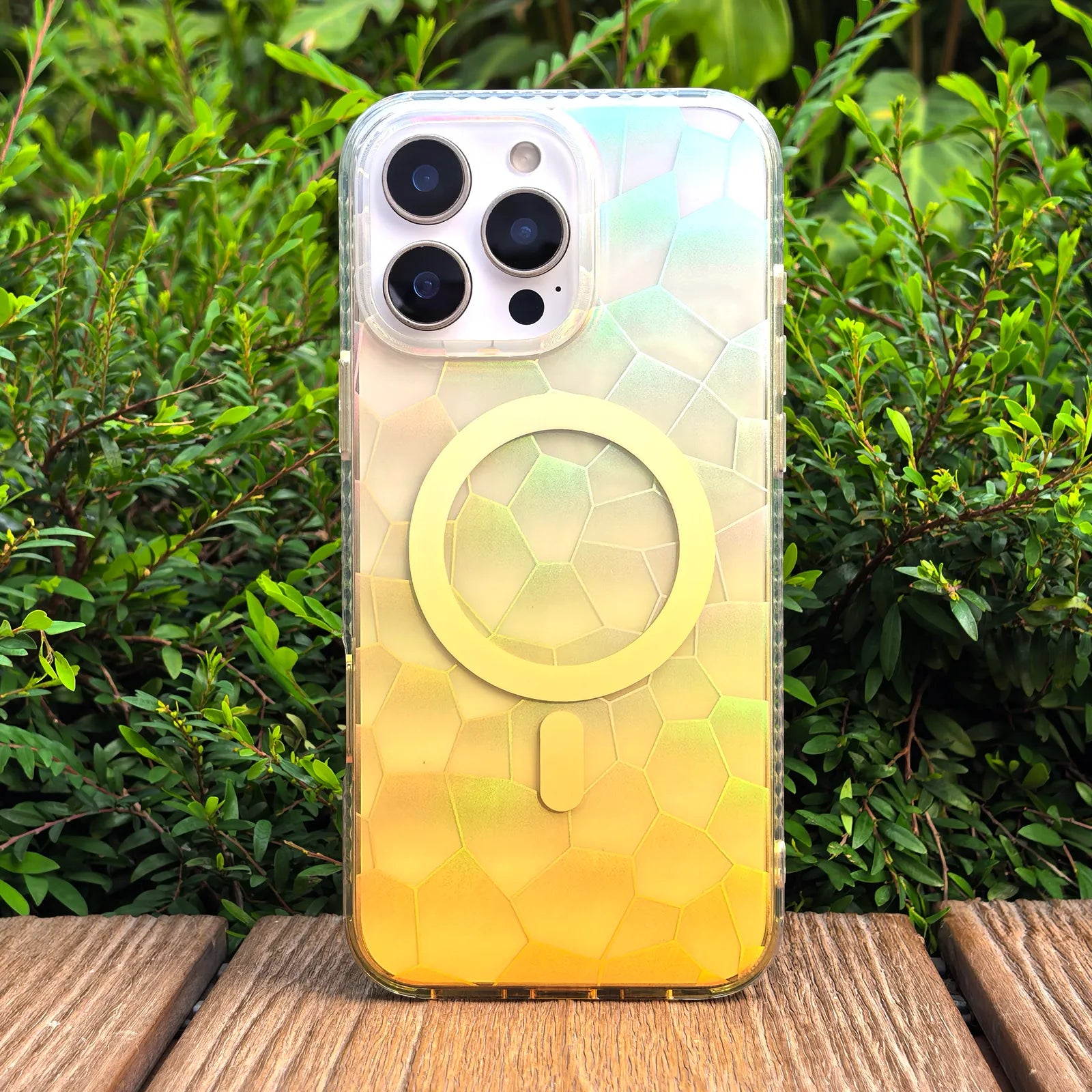 Opalescent Ripple Yellow Phone Case MagSafe Grip Set