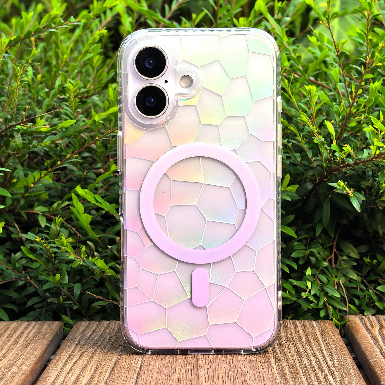 Opalescent Ripple Purple Phone Case MagSafe Grip Set