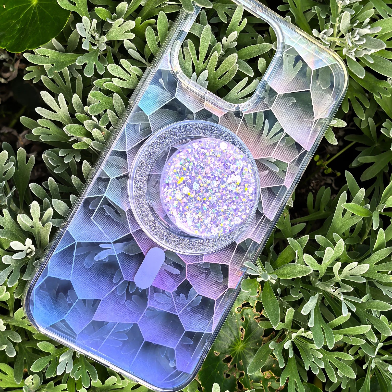 Opalescent Ripple Blue Phone Case MagSafe Grip Set