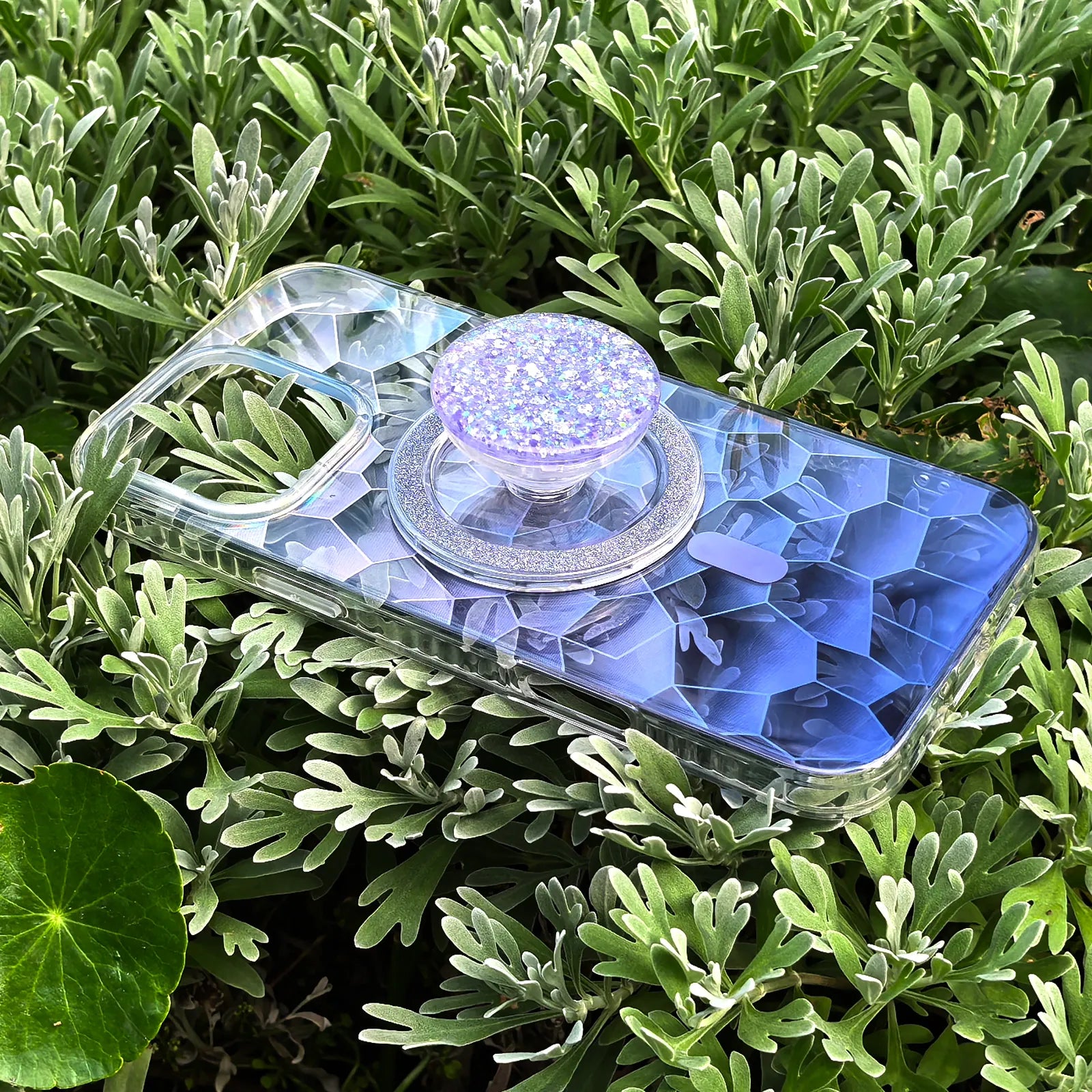 Opalescent Ripple Blue Phone Case MagSafe Grip Set