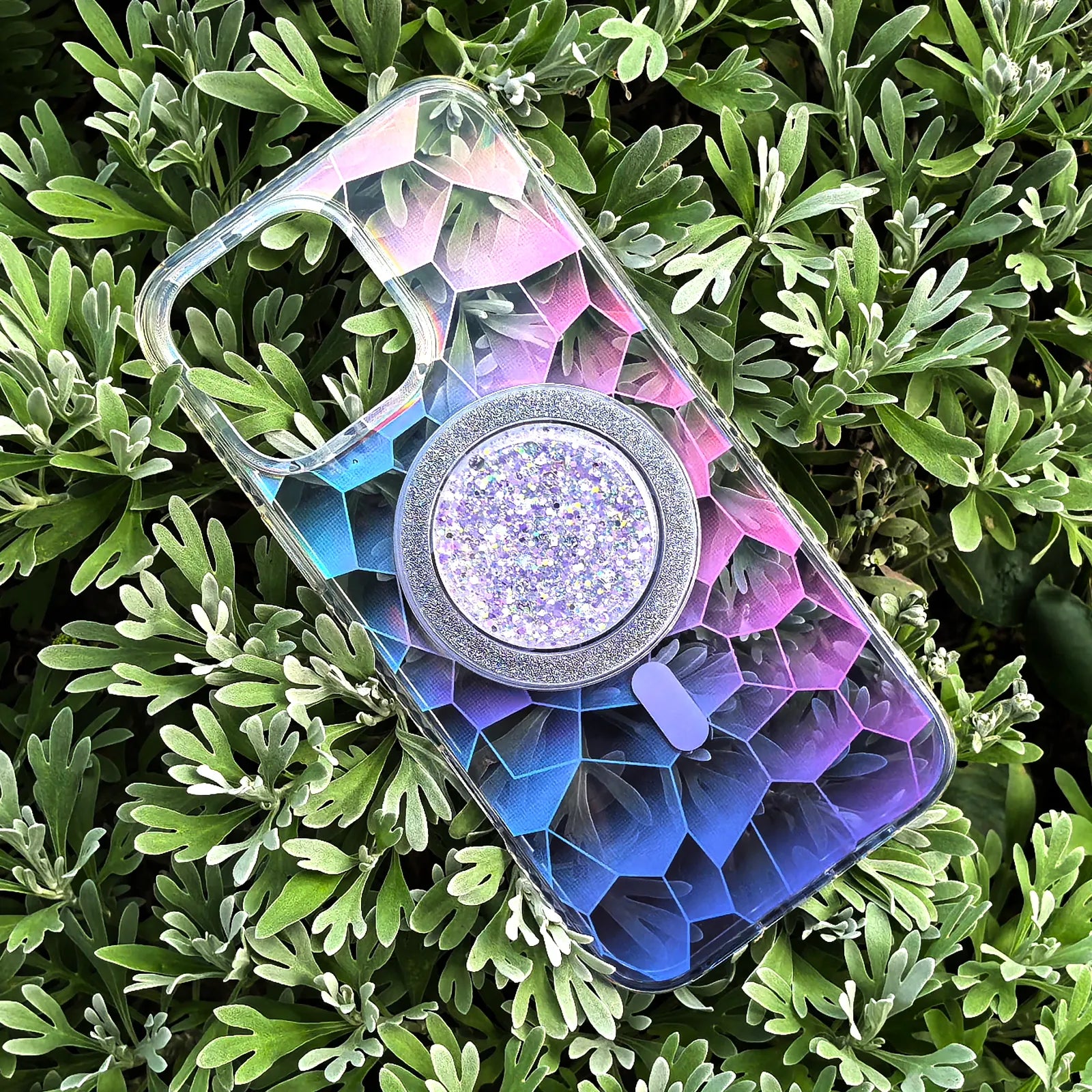 Opalescent Ripple Blue Phone Case MagSafe Grip Set