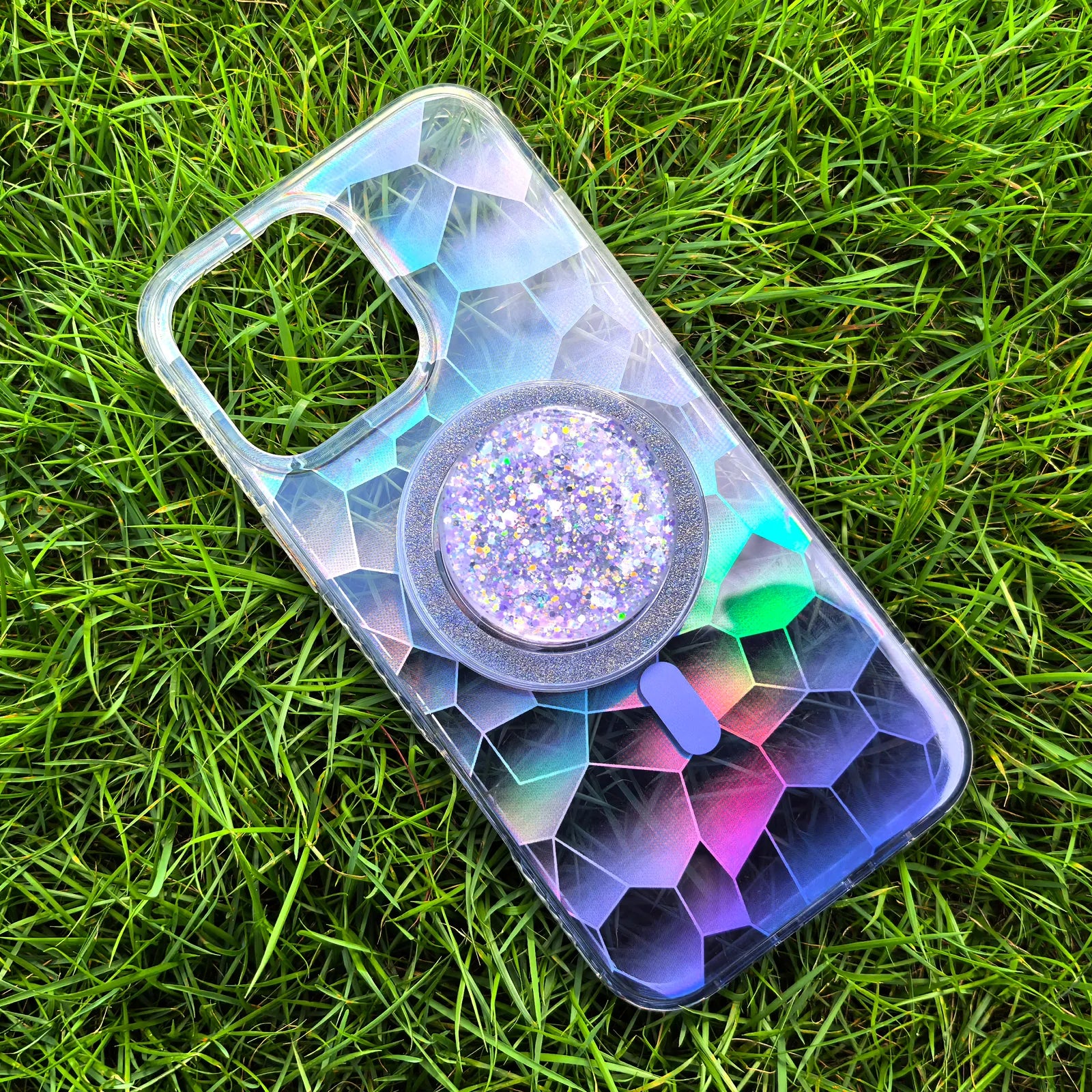 Opalescent Ripple Blue Phone Case MagSafe Grip Set