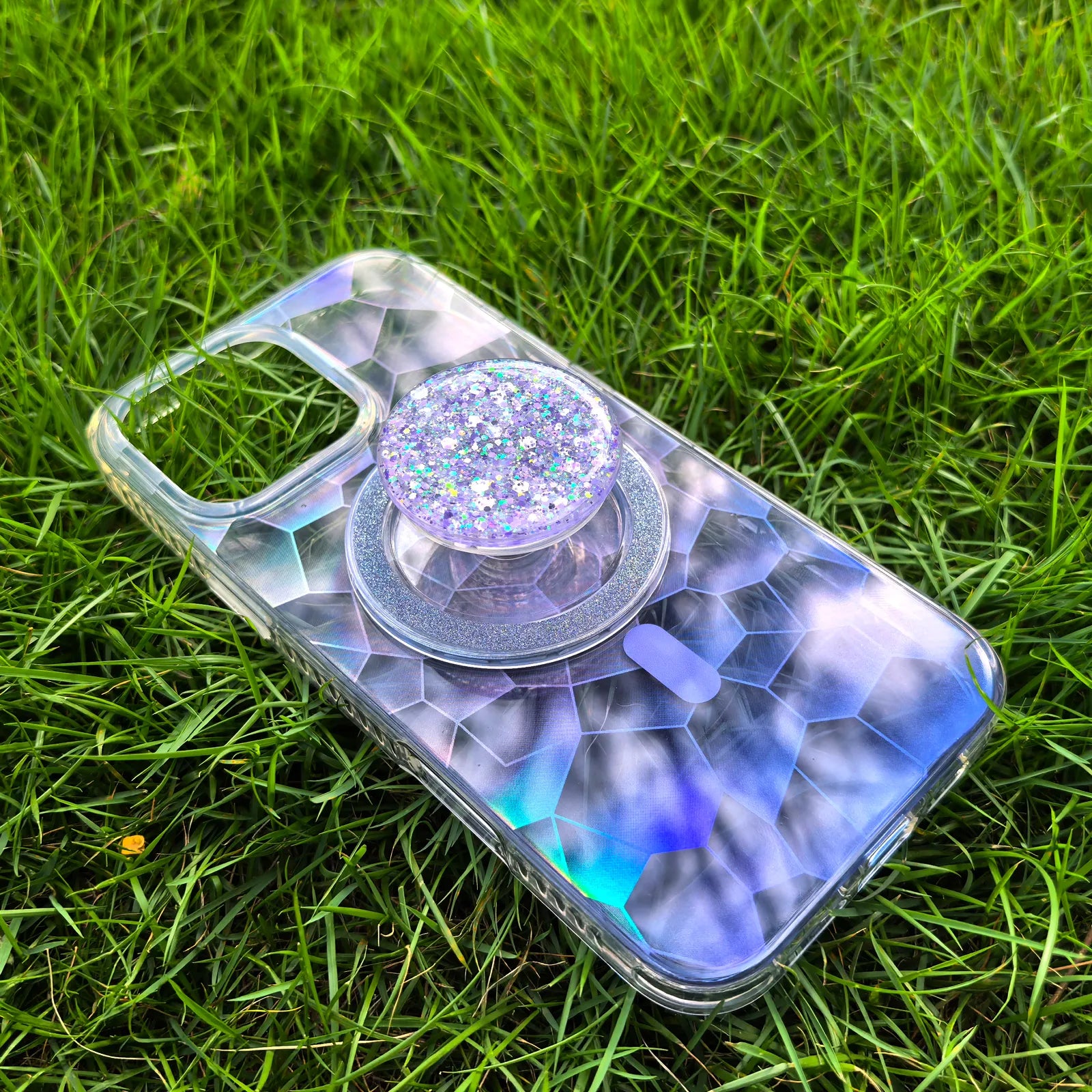 Opalescent Ripple Blue Phone Case MagSafe Grip Set