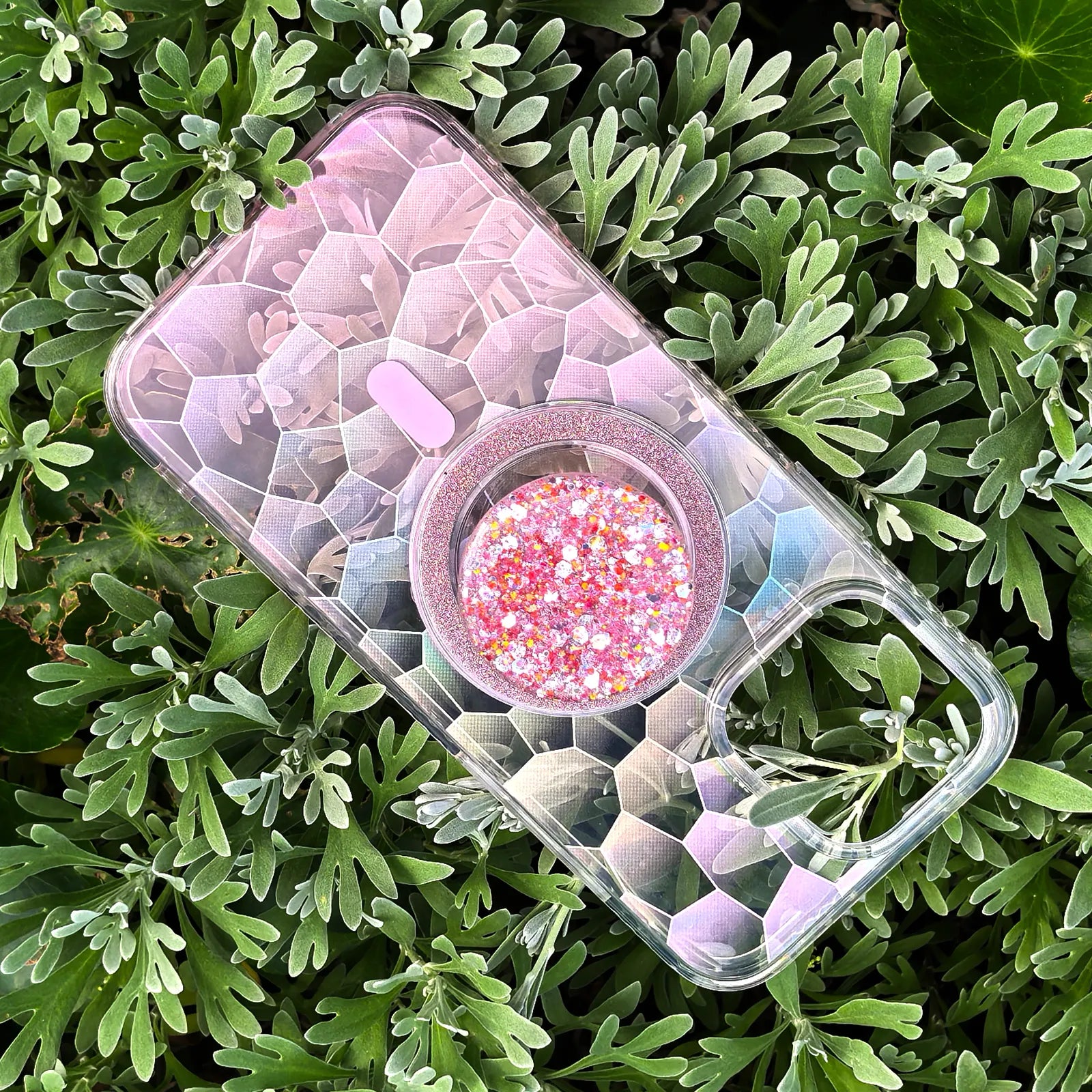 Opalescent Ripple Pink Phone Case MagSafe Grip Set