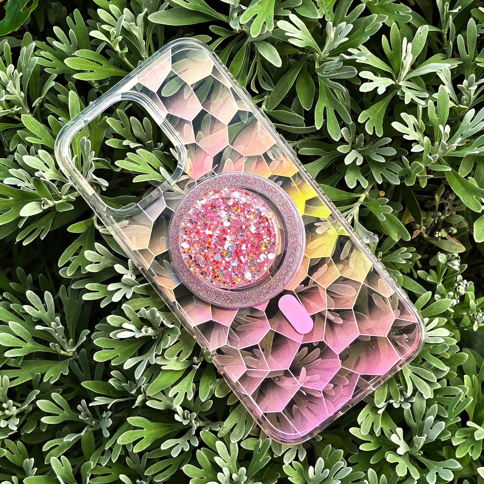 Opalescent Ripple Pink Phone Case MagSafe Grip Set