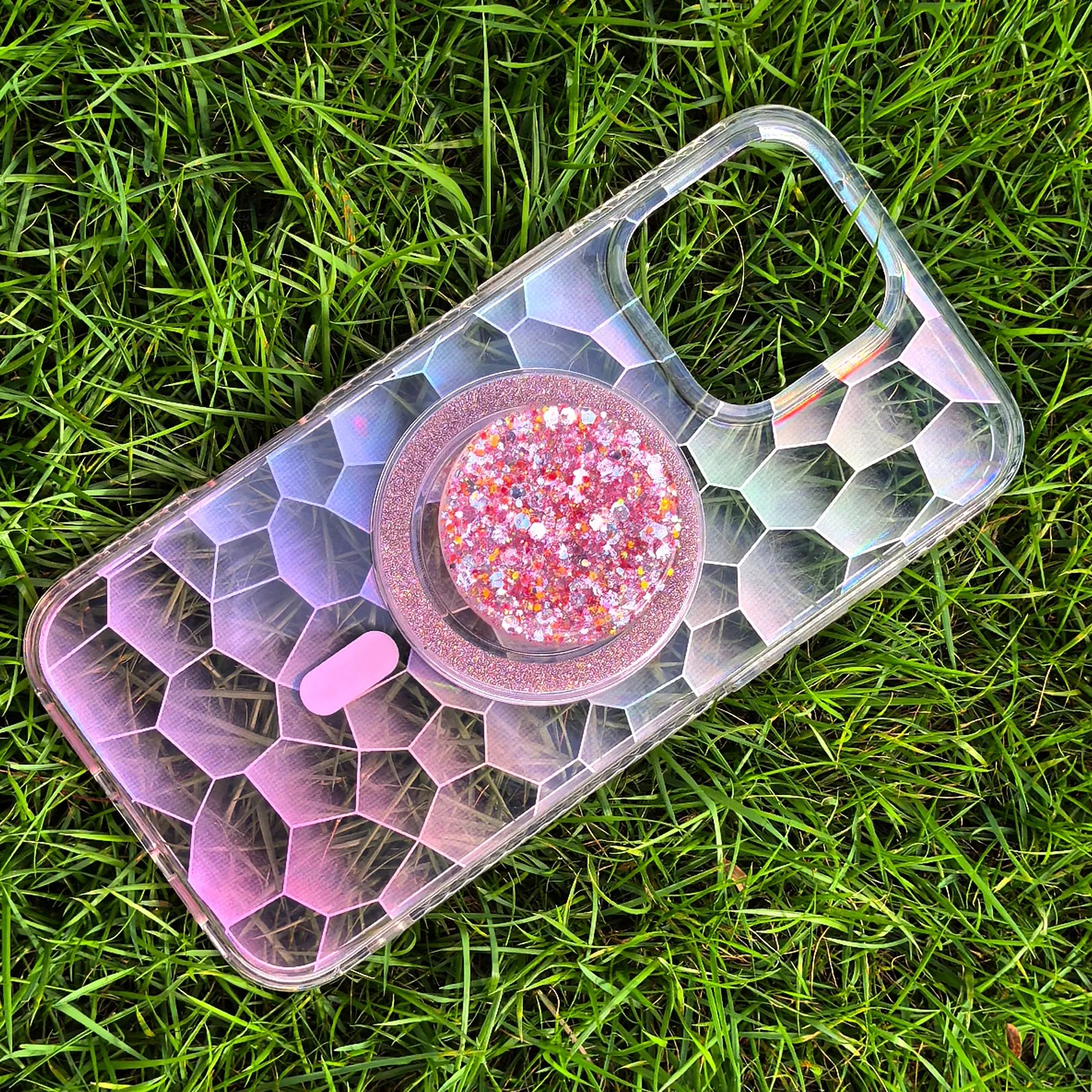 Opalescent Ripple Pink Phone Case MagSafe Grip Set