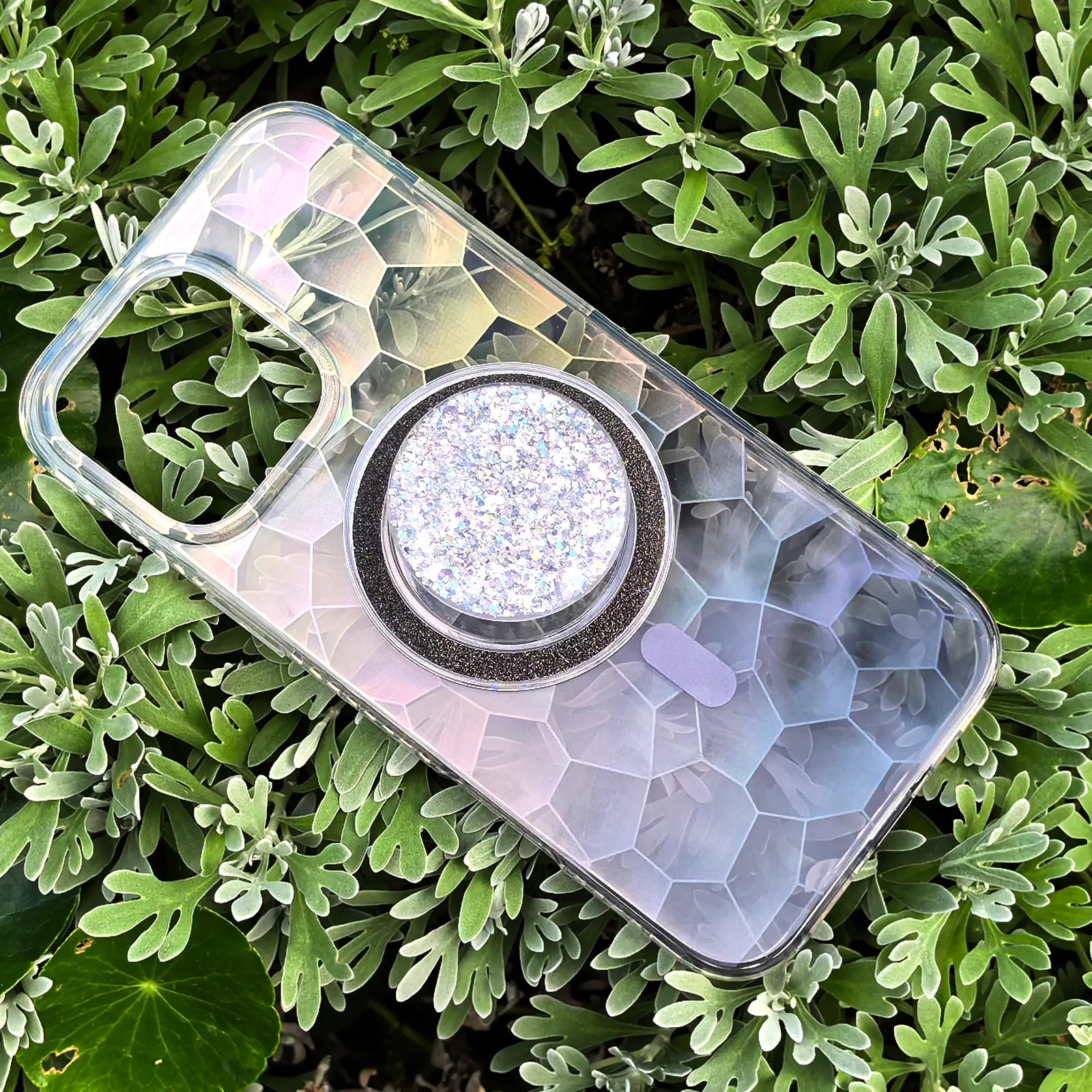 Opalescent Ripple Grey Phone Case MagSafe Grip Set