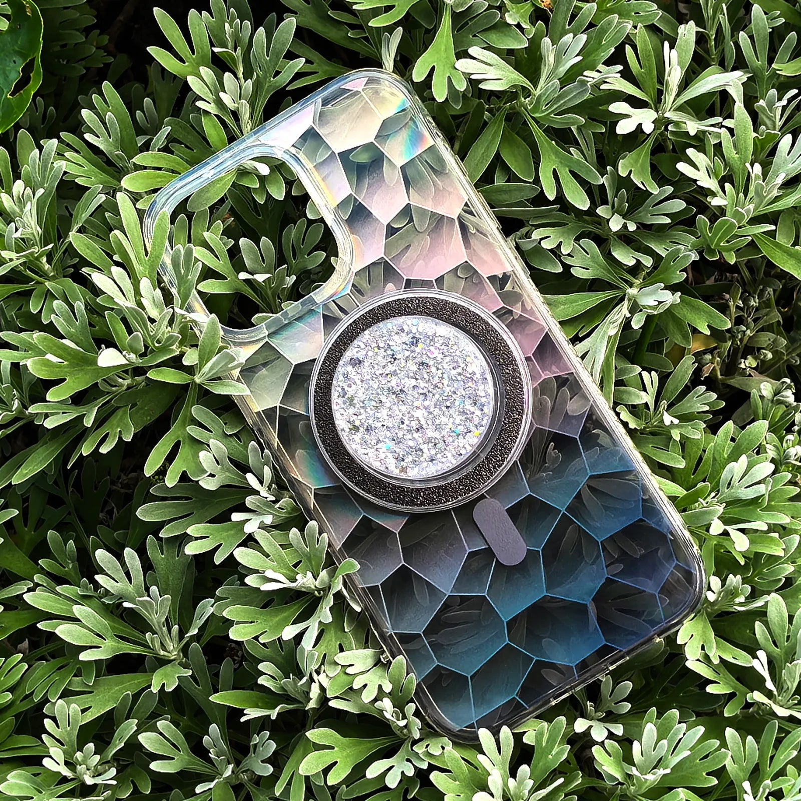 Opalescent Ripple Grey Phone Case MagSafe Grip Set