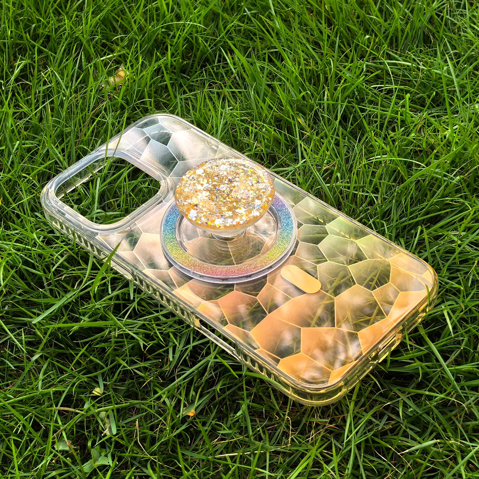 Opalescent Ripple Yellow Phone Case MagSafe Grip Set