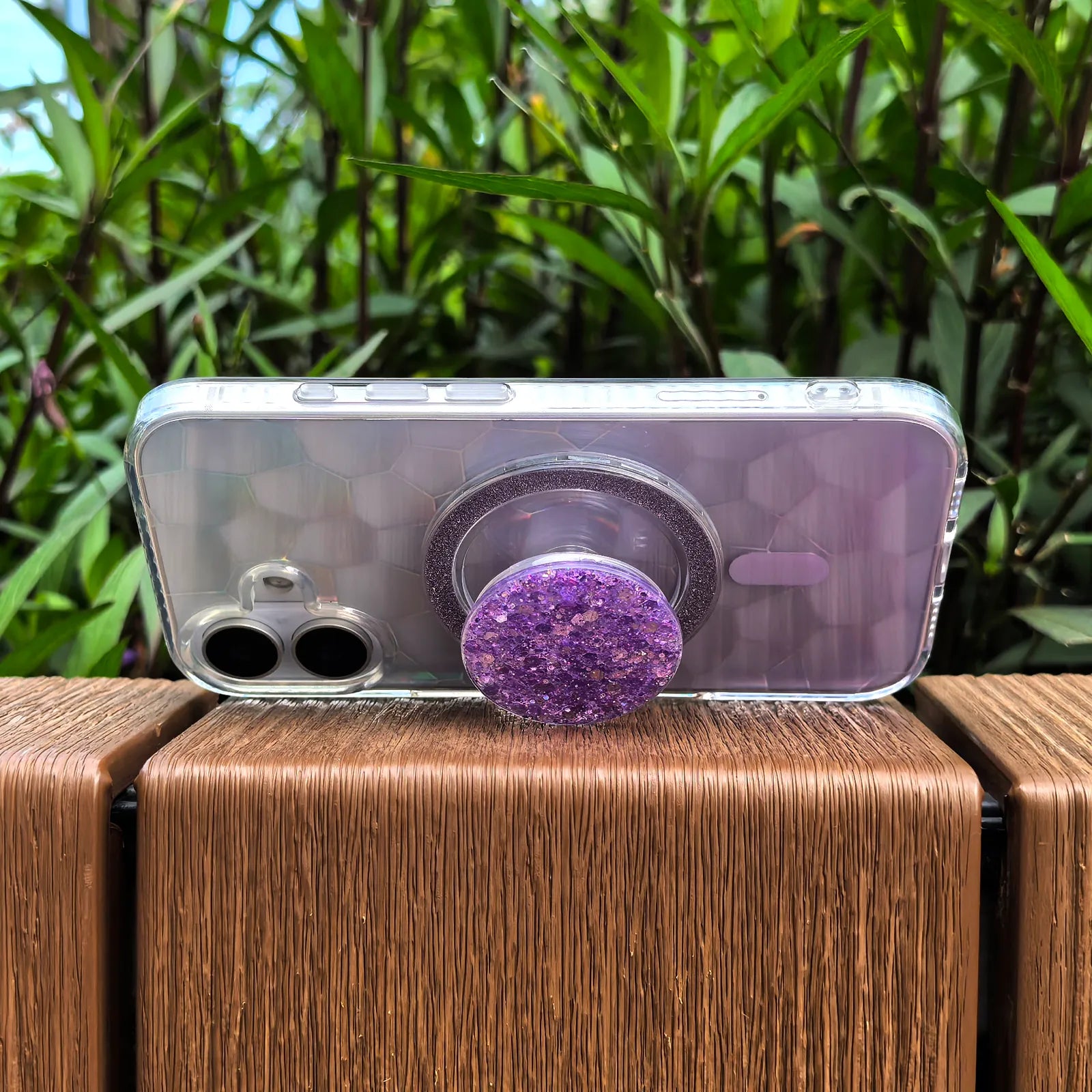 Opalescent Ripple Purple Phone Case MagSafe Grip Set