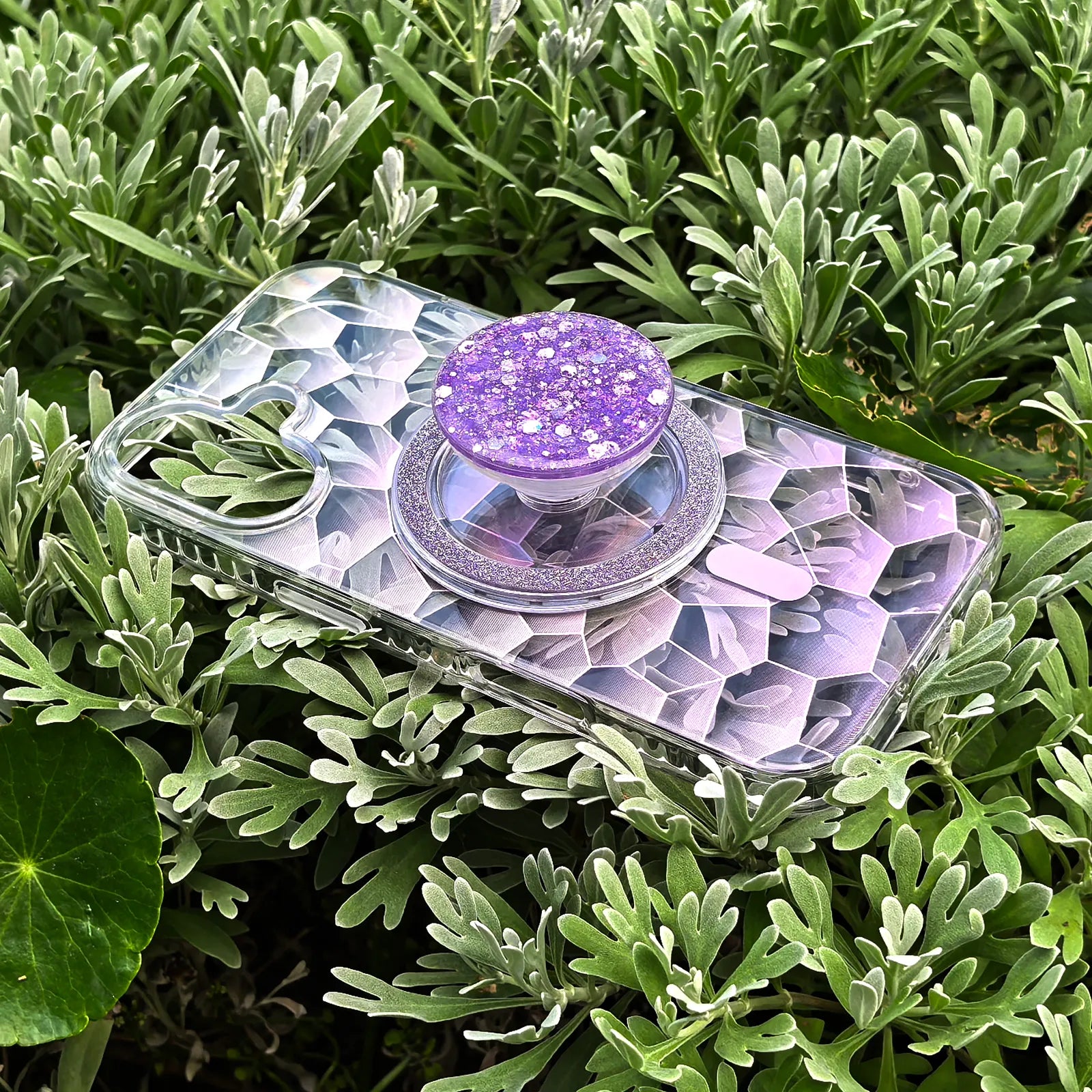 Opalescent Ripple Purple Phone Case MagSafe Grip Set