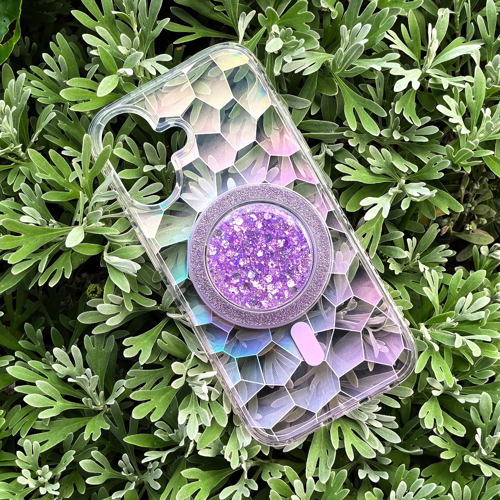 Opalescent Ripple Purple Phone Case MagSafe Grip Set