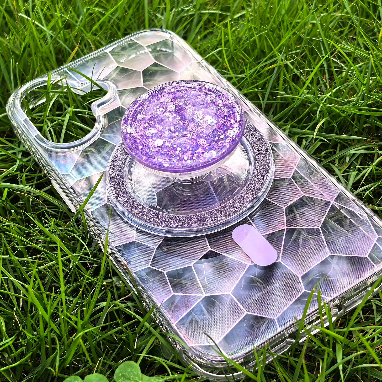 Opalescent Ripple Purple Phone Case MagSafe Grip Set