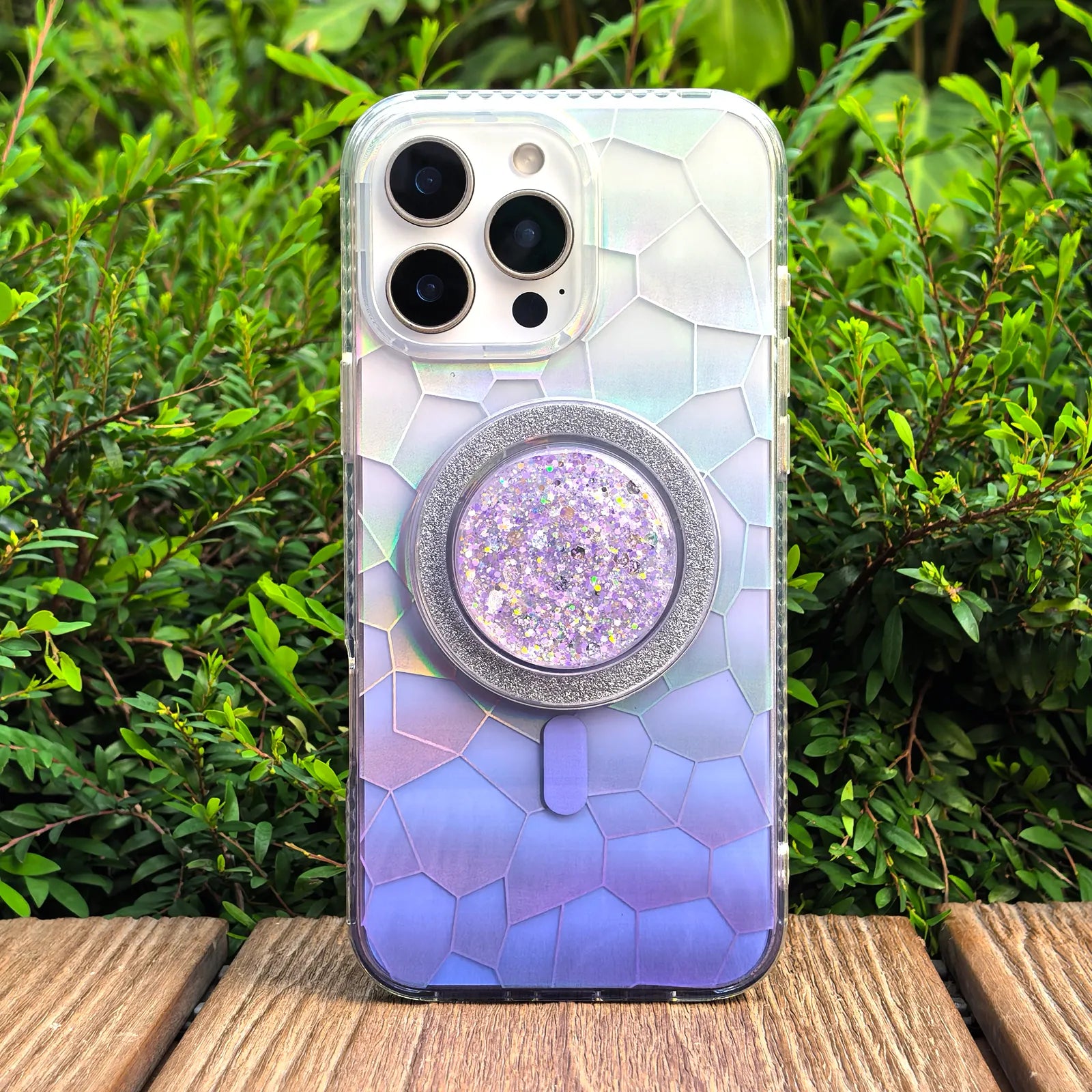 Opalescent Ripple Blue Phone Case MagSafe Grip Set