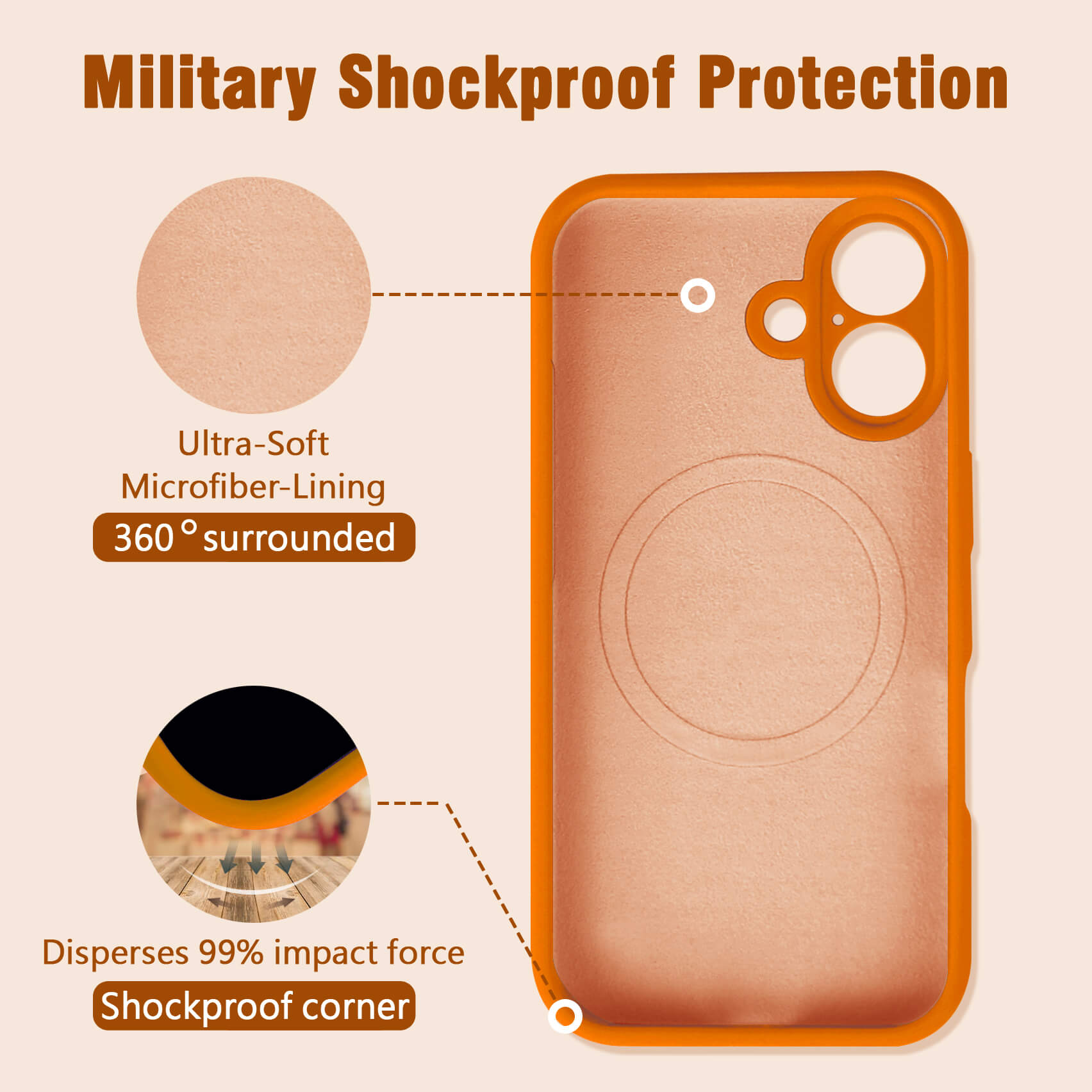 Orange Solid Color Full Cover Phone Case