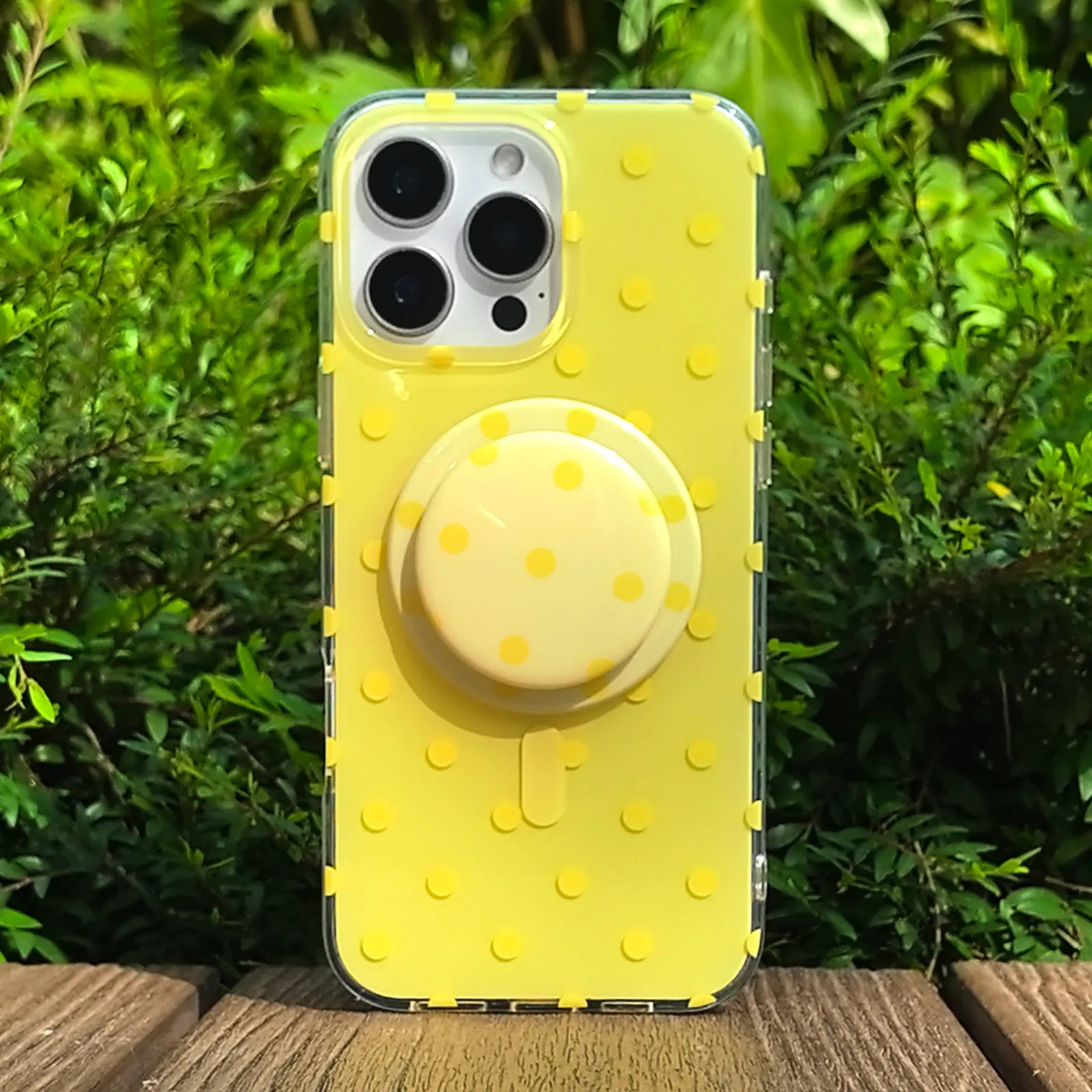 Polka Dots Yellow Phone Case MagSafe Grip Set