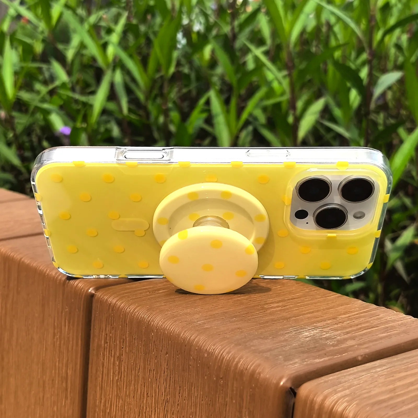 Polka Dots Yellow Phone Case MagSafe Grip Set