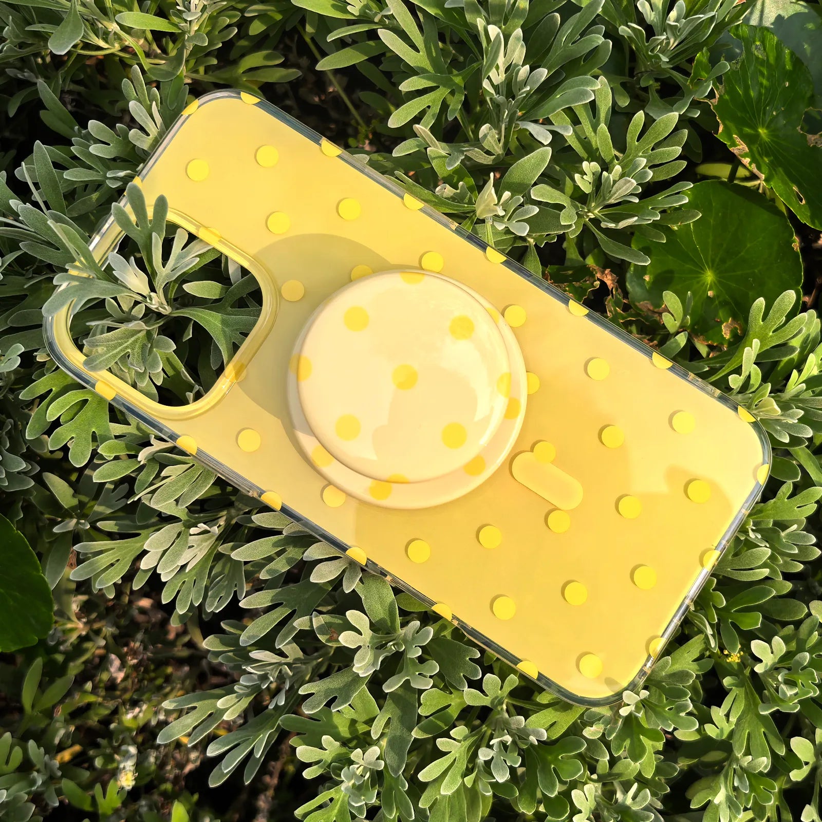 Polka Dots Yellow Phone Case MagSafe Grip Set