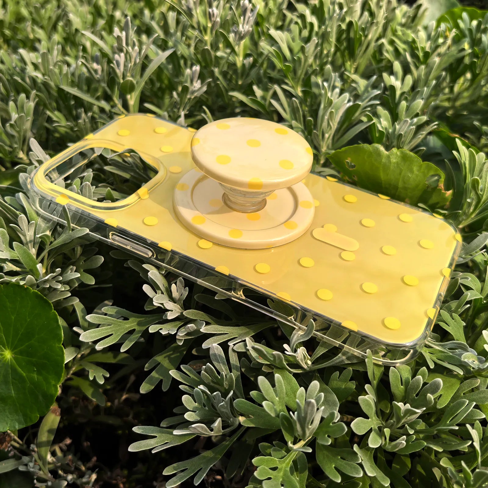 Polka Dots Yellow Phone Case MagSafe Grip Set