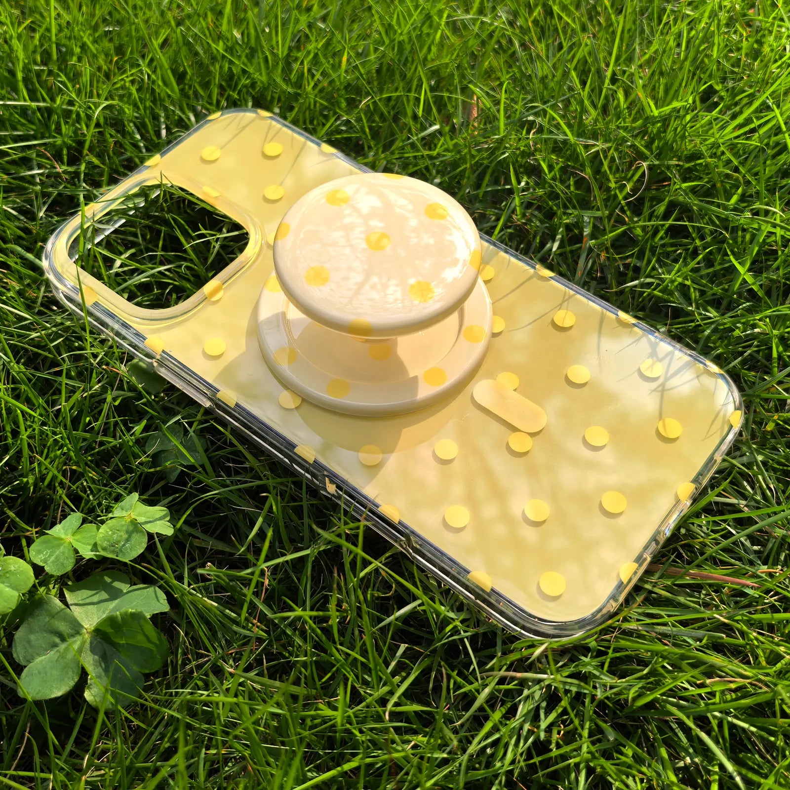Polka Dots Yellow Phone Case MagSafe Grip Set
