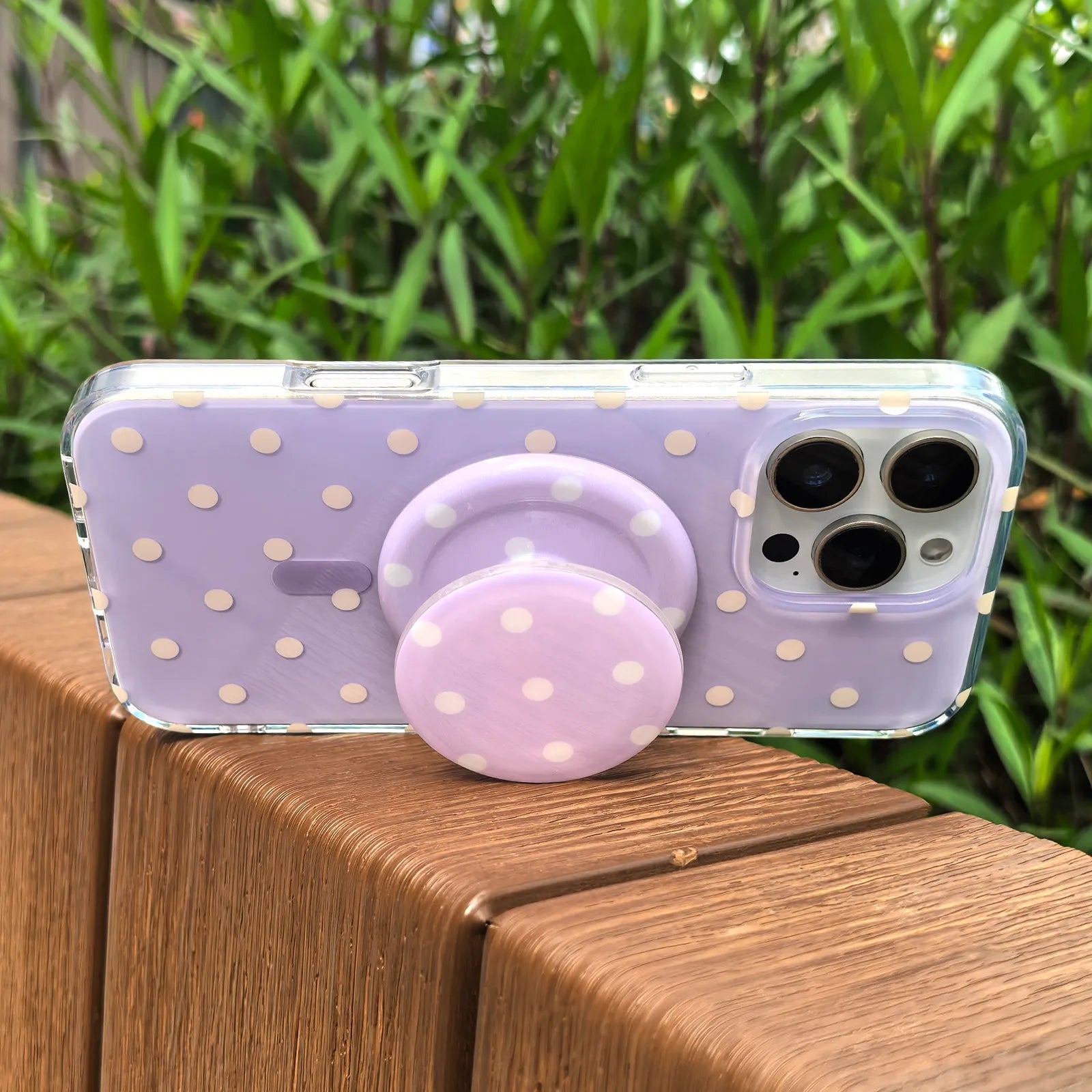 Polka Dots Purple Phone Case MagSafe Grip Set