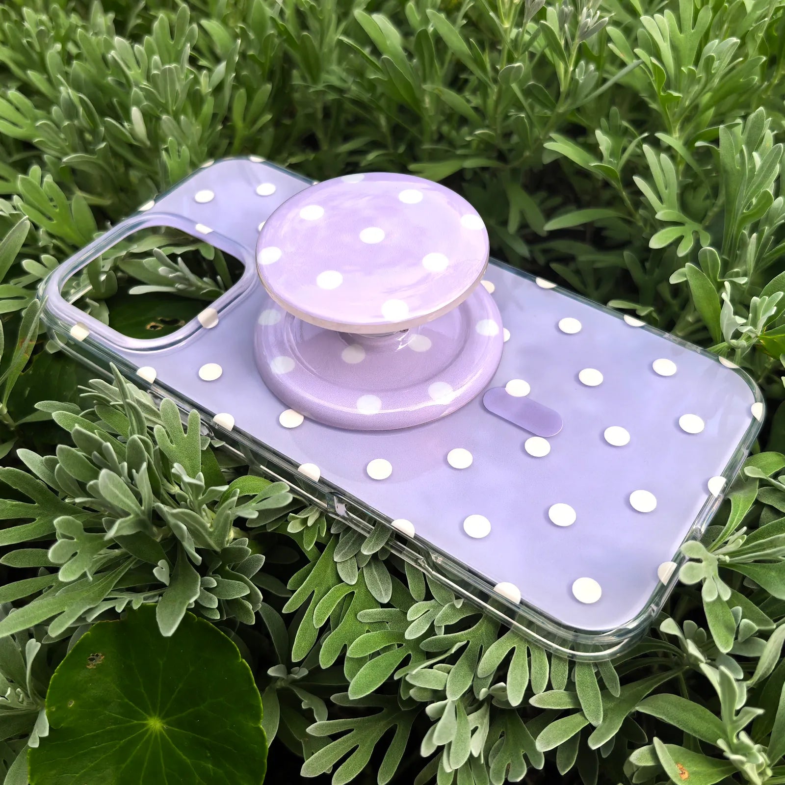 Polka Dots Purple Phone Case MagSafe Grip Set