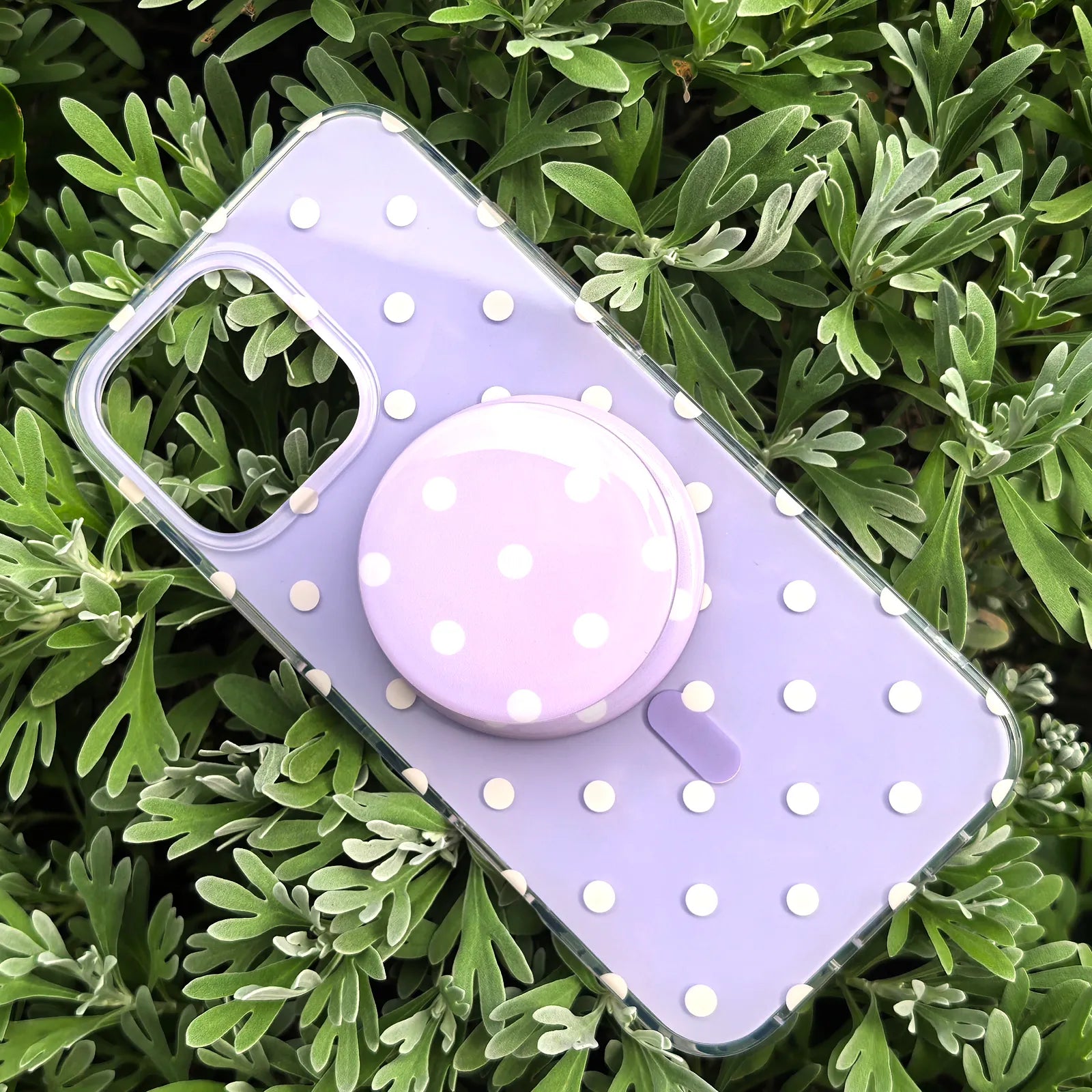 Polka Dots Purple Phone Case MagSafe Grip Set