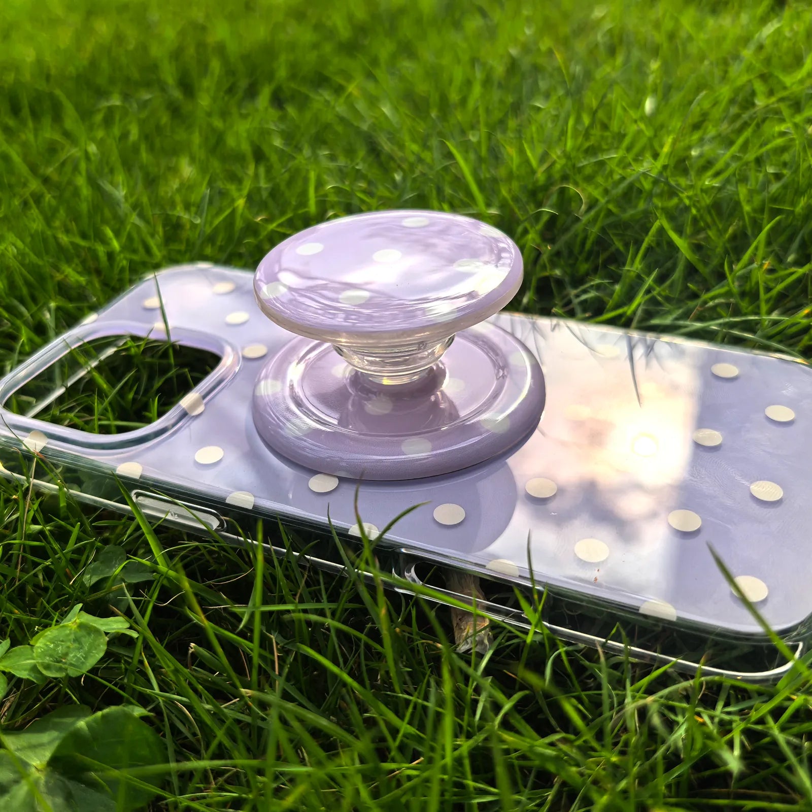 Polka Dots Purple Phone Case MagSafe Grip Set