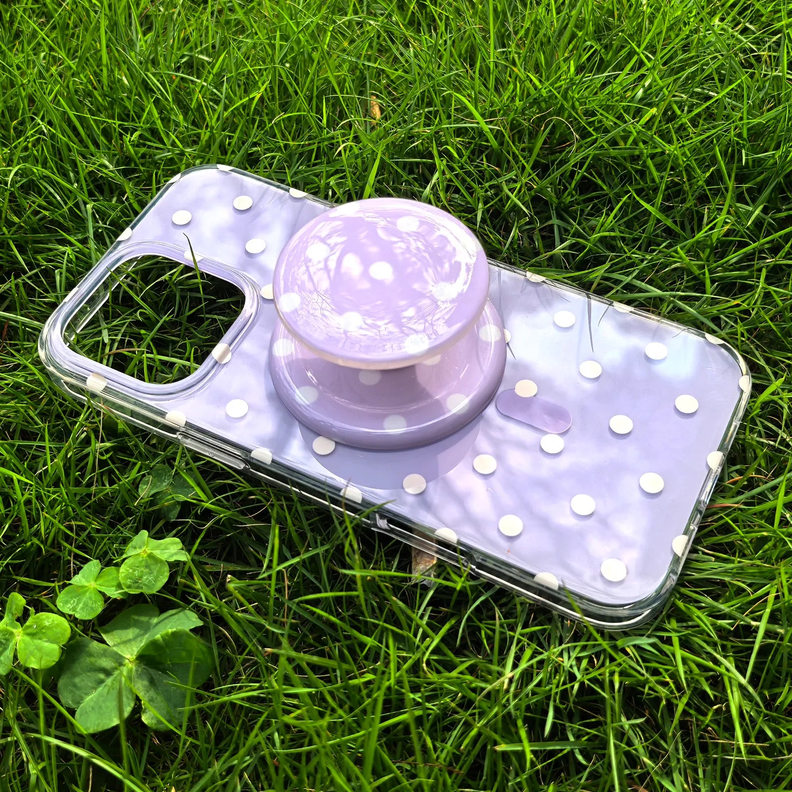 Polka Dots Purple Phone Case MagSafe Grip Set
