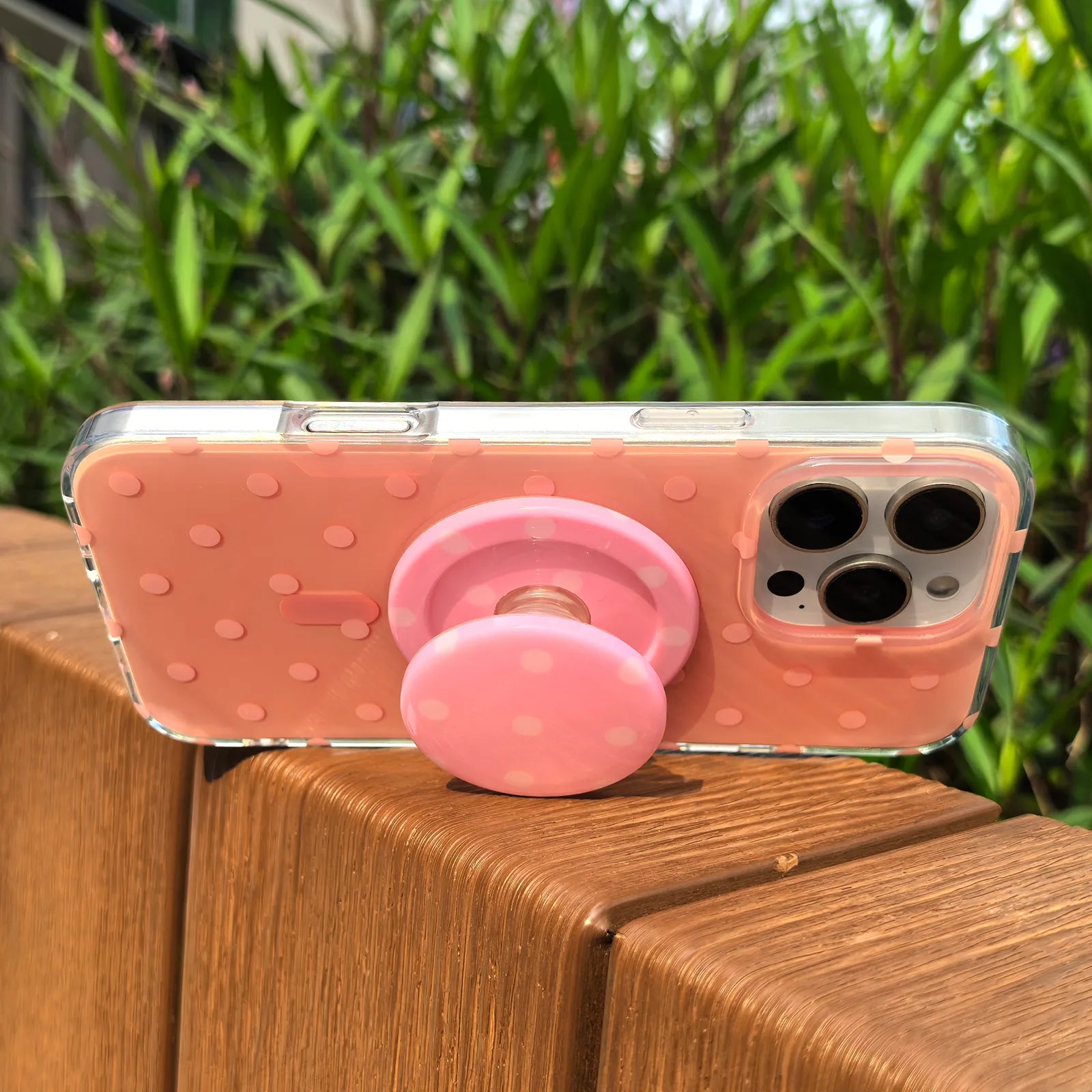 Polka Dots Pink Phone Case MagSafe Grip Set