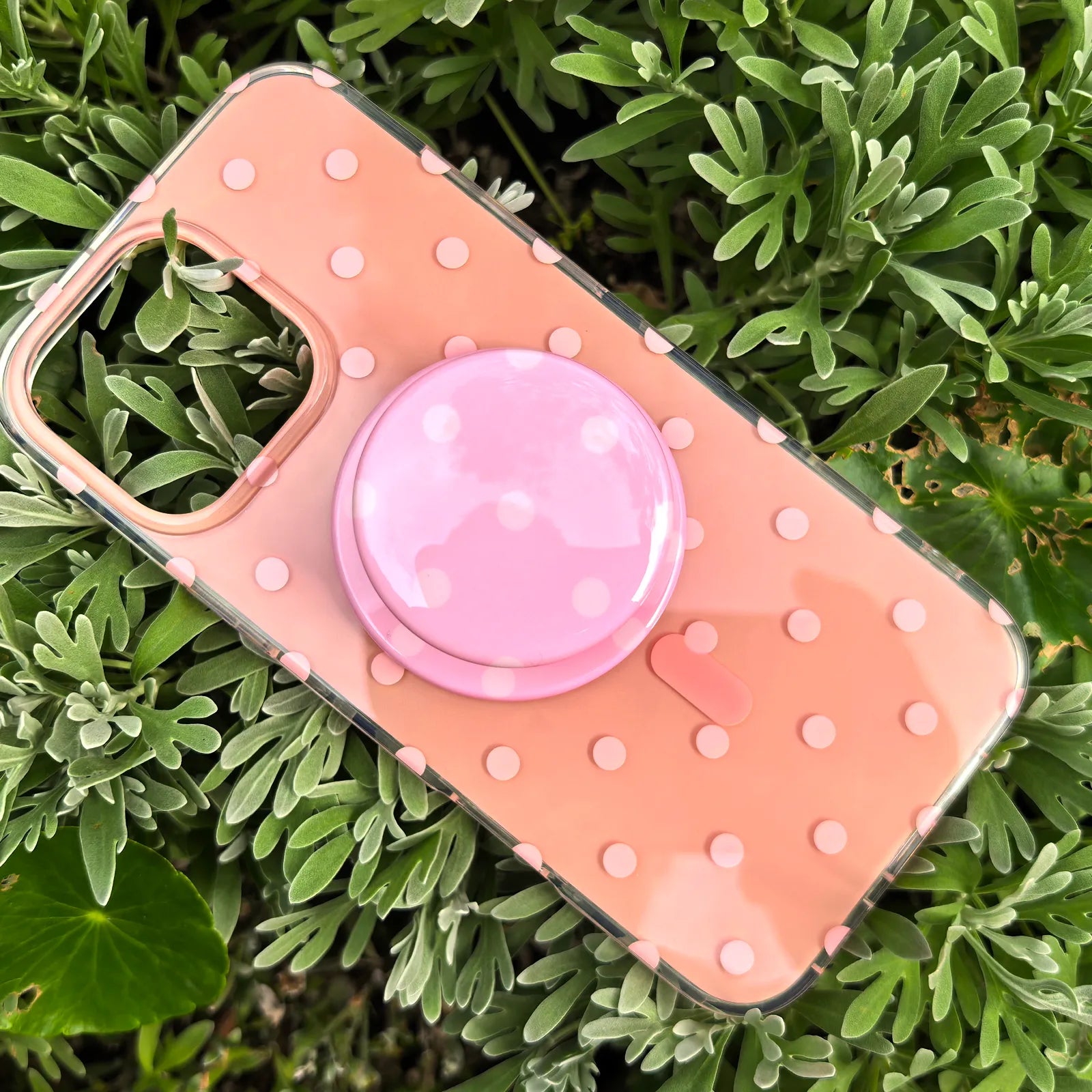 Polka Dots Pink Phone Case MagSafe Grip Set