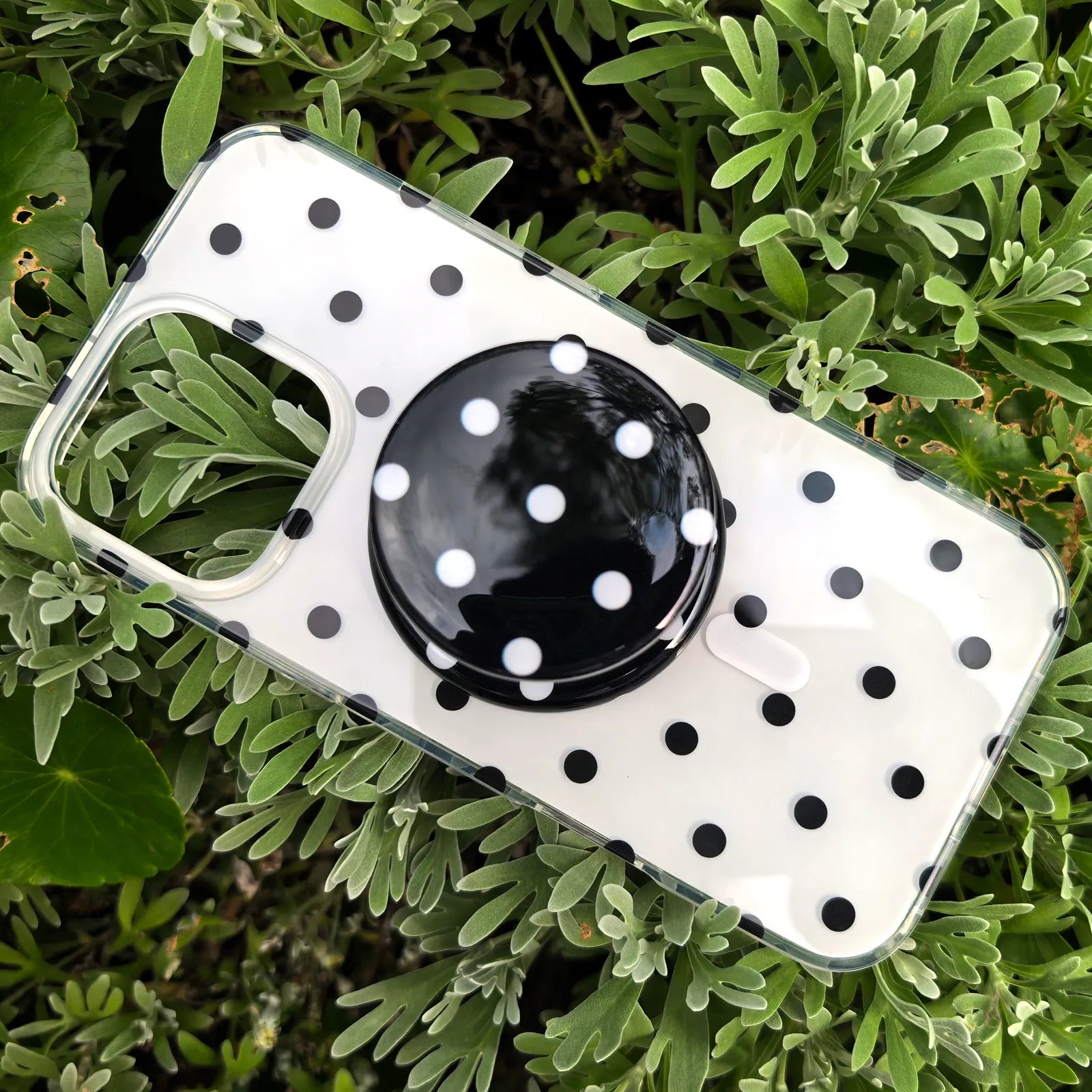 Polka Dots Black Phone Case MagSafe Grip Set