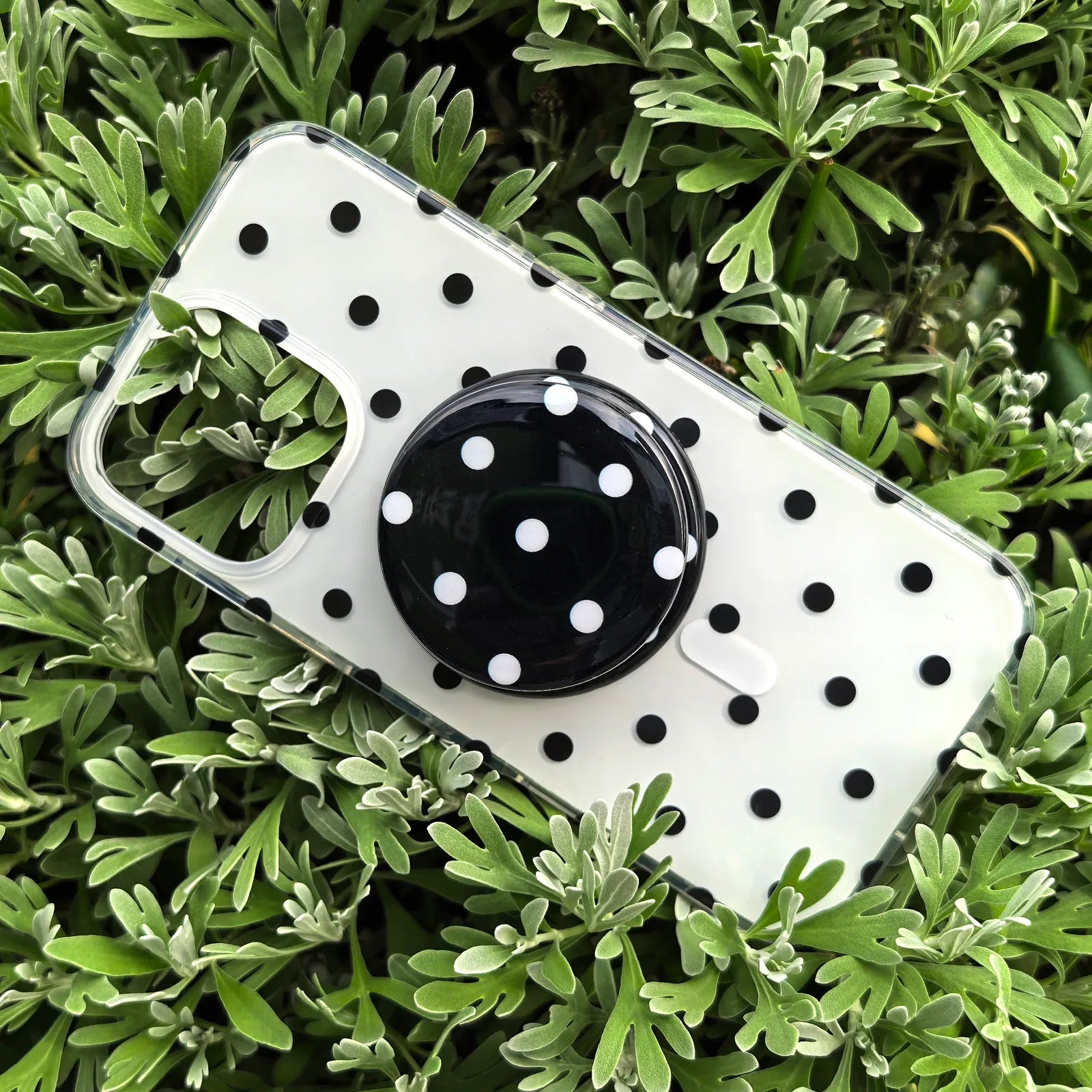 Polka Dots Black Phone Case MagSafe Grip Set