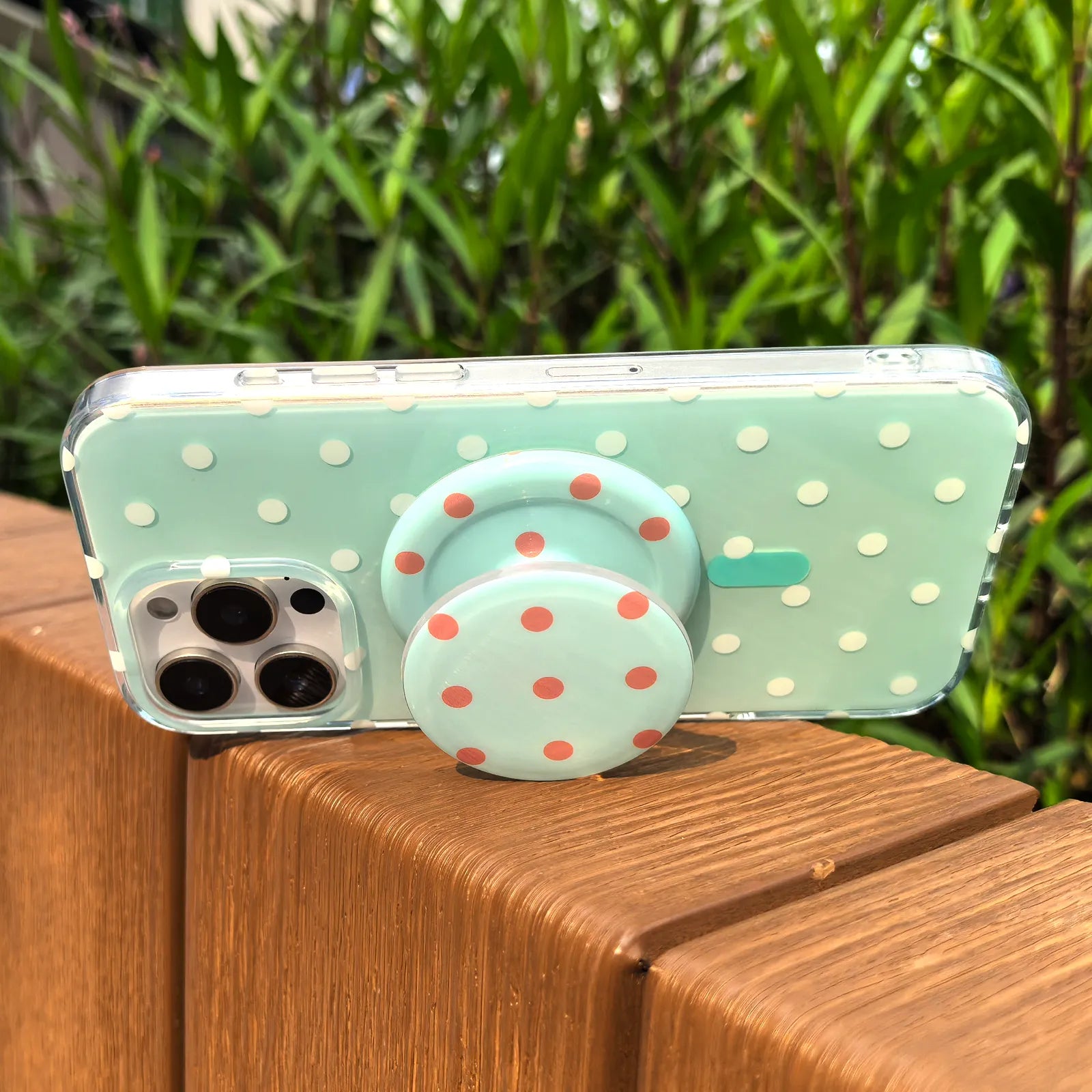 Polka Dots Light Blue Phone Case MagSafe Grip Set