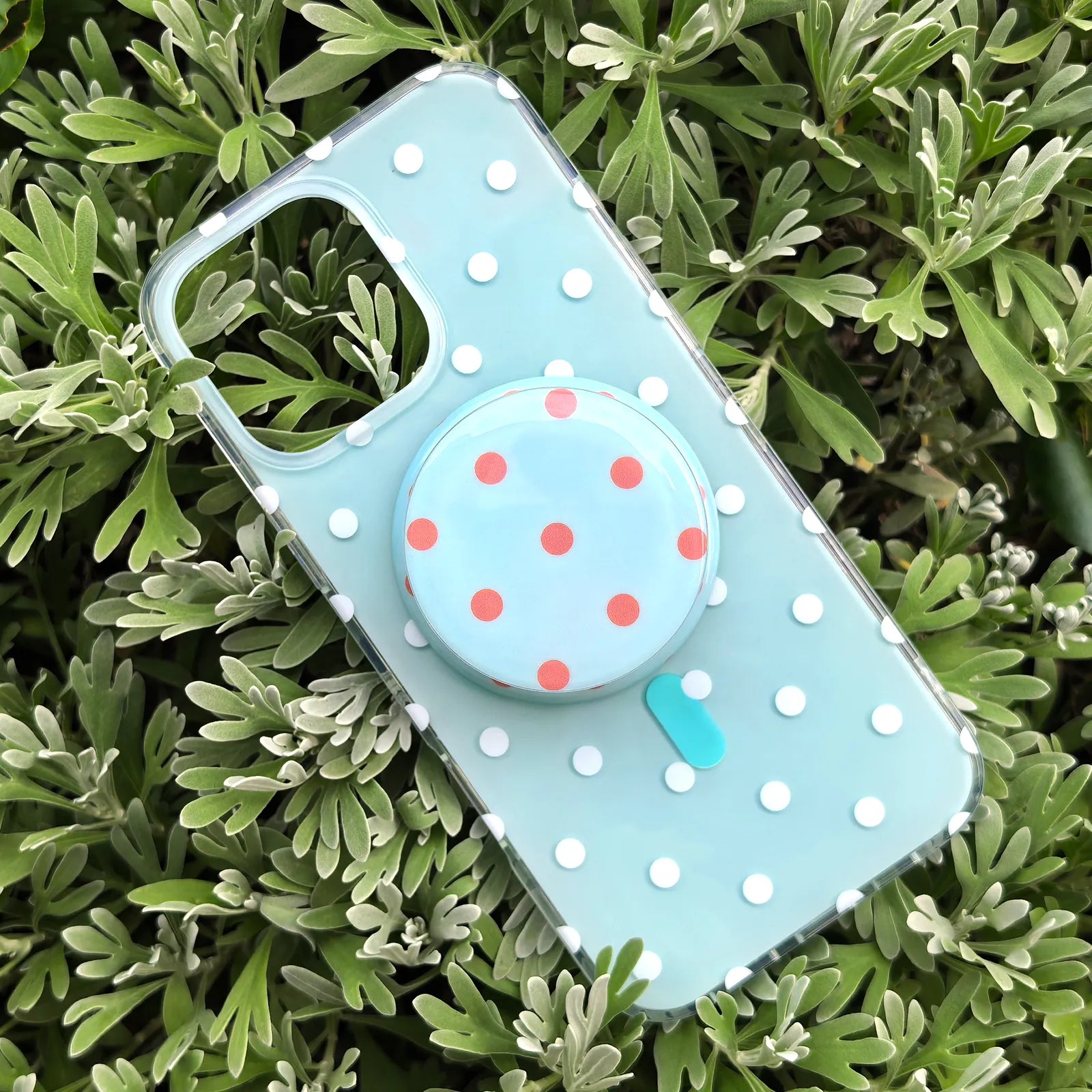 Polka Dots Light Blue Phone Case MagSafe Grip Set