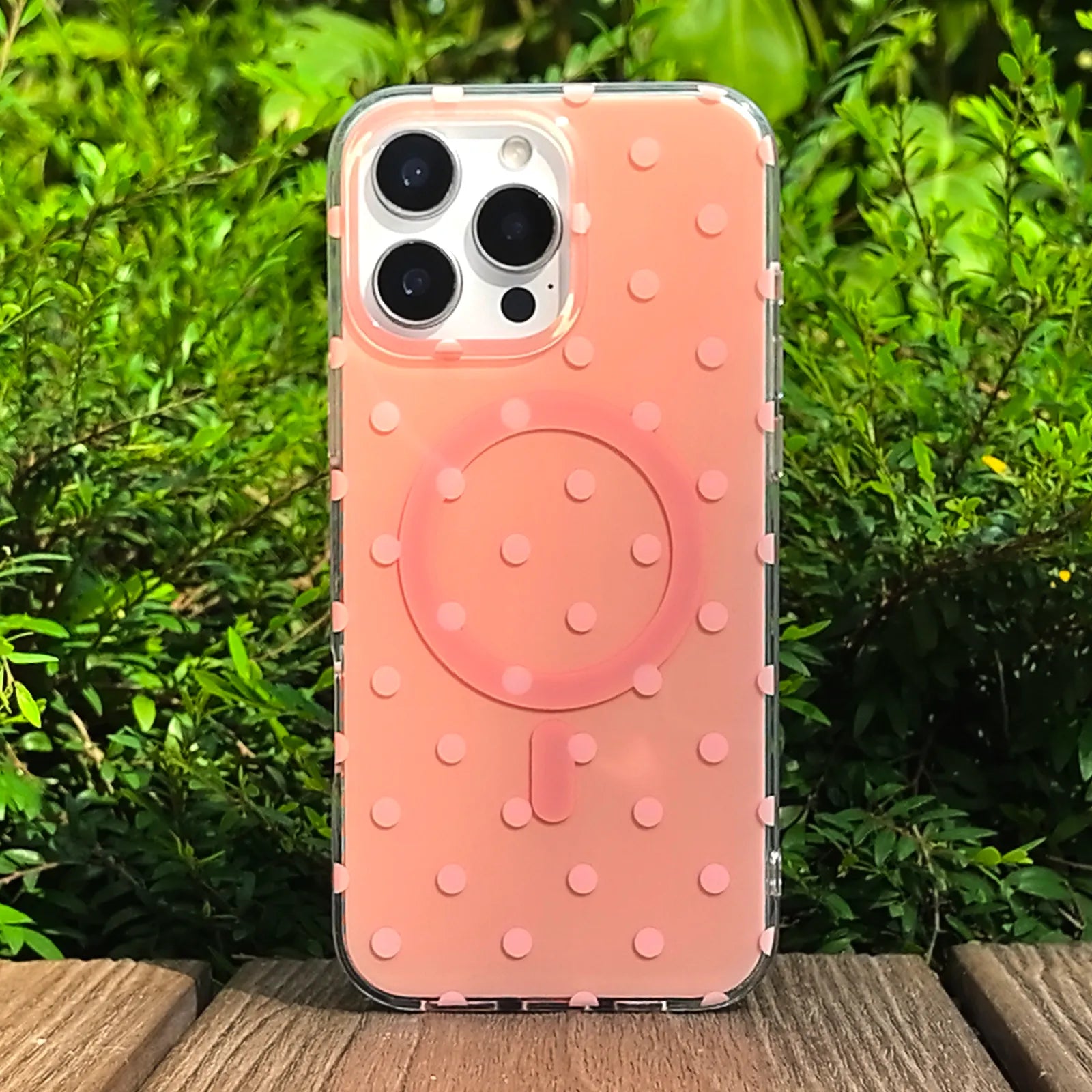 Polka Dots Pink Phone Case MagSafe Grip Set