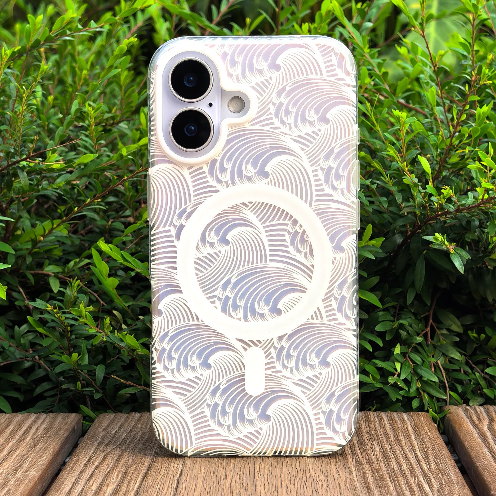 Sea Whisper White Phone Case MagSafe Grip Set