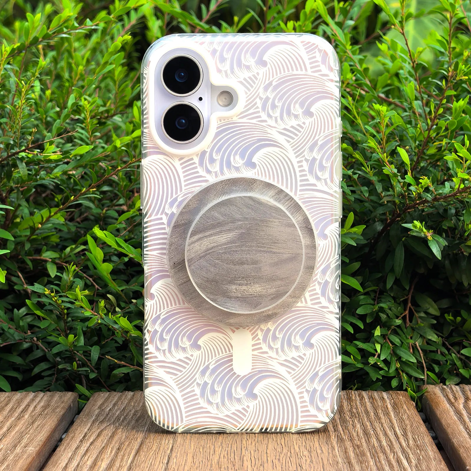 Sea Whisper White Phone Case MagSafe Grip Set