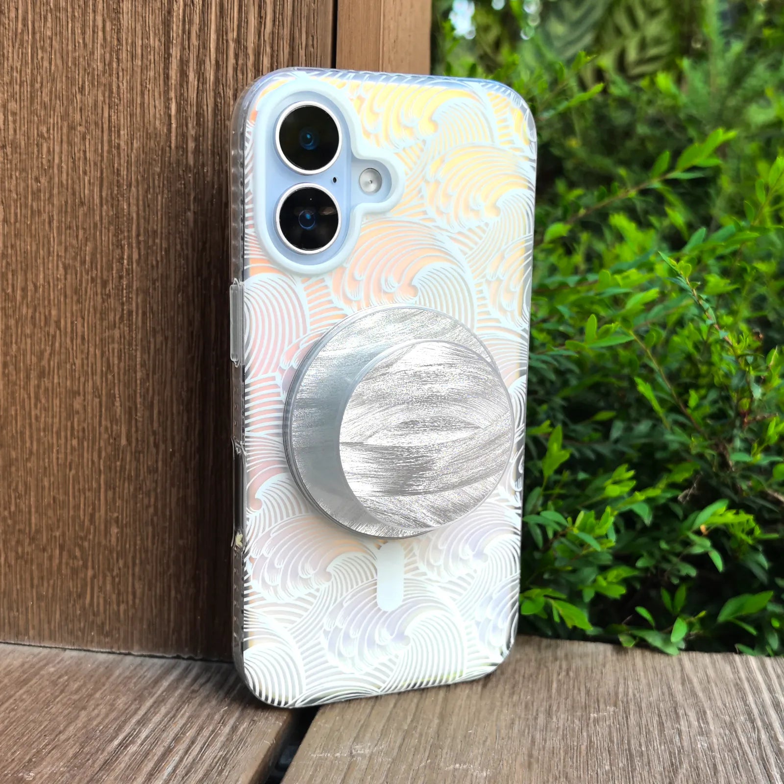 Sea Whisper White Phone Case MagSafe Grip Set