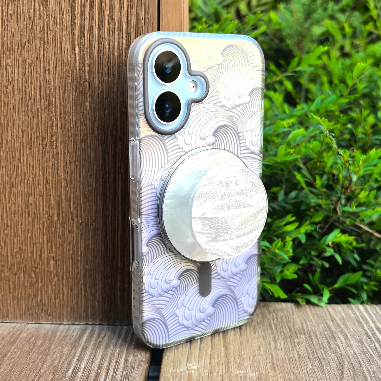 Sea Whisper Grey Phone Case MagSafe Grip Set