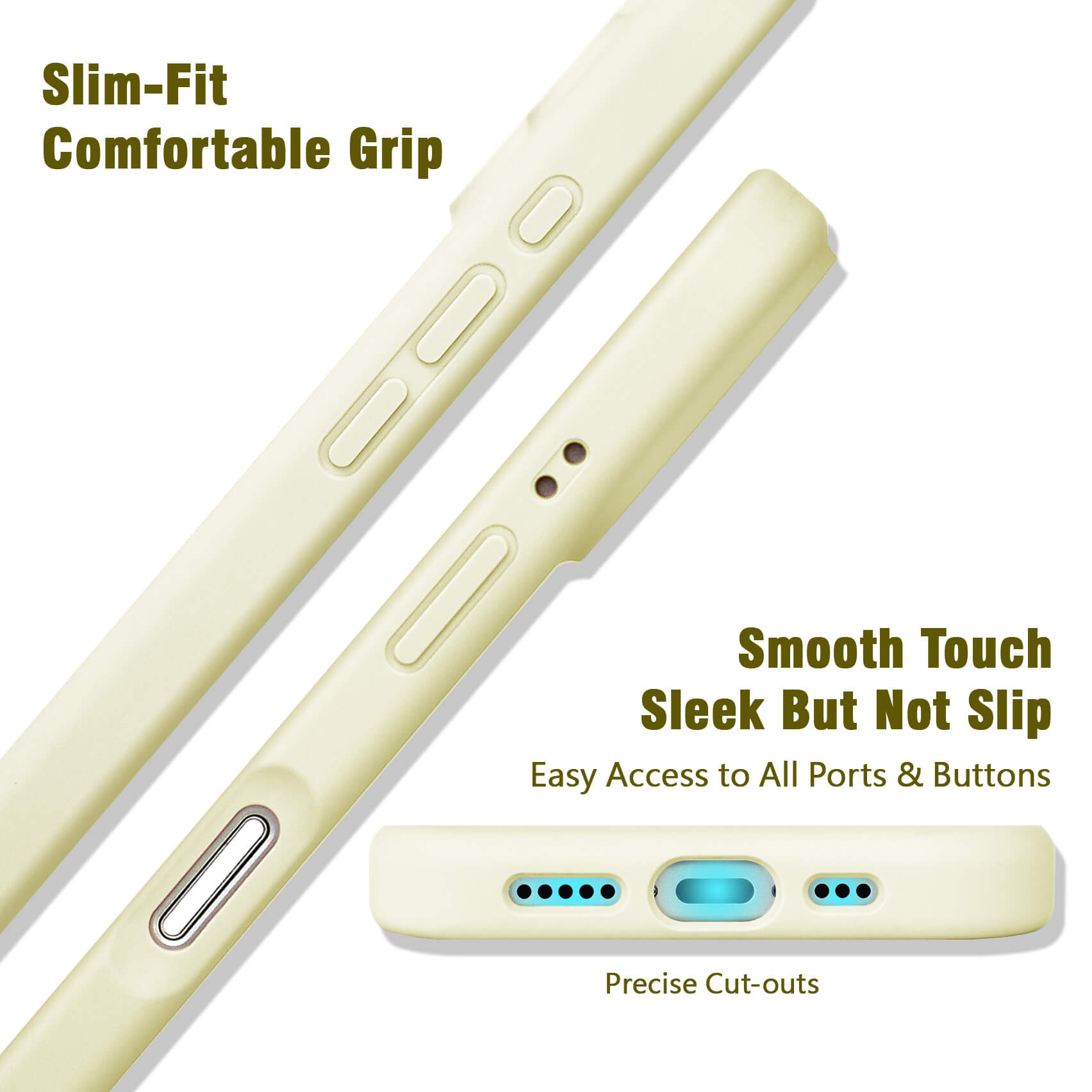 Beige Solid Color Full Cover Phone Case