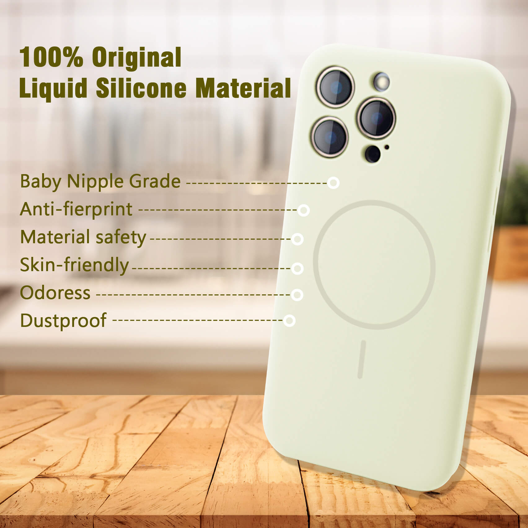 Beige Solid Color Compatible with Magsafe Phone Case