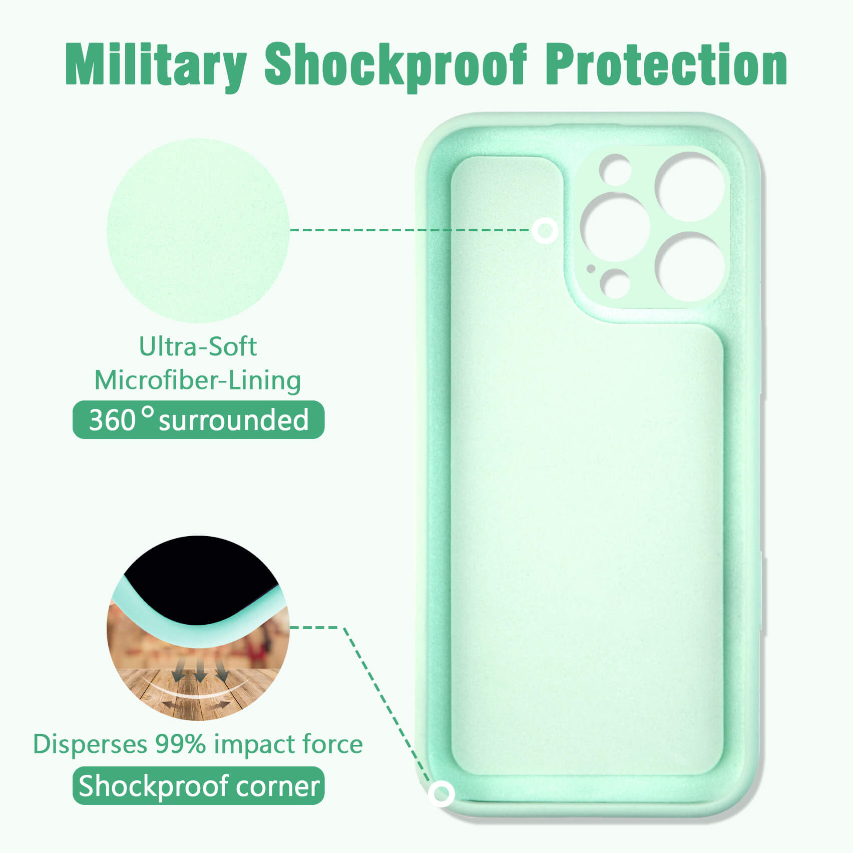 Light Green Solid Color Compatible with Magsafe Phone Case