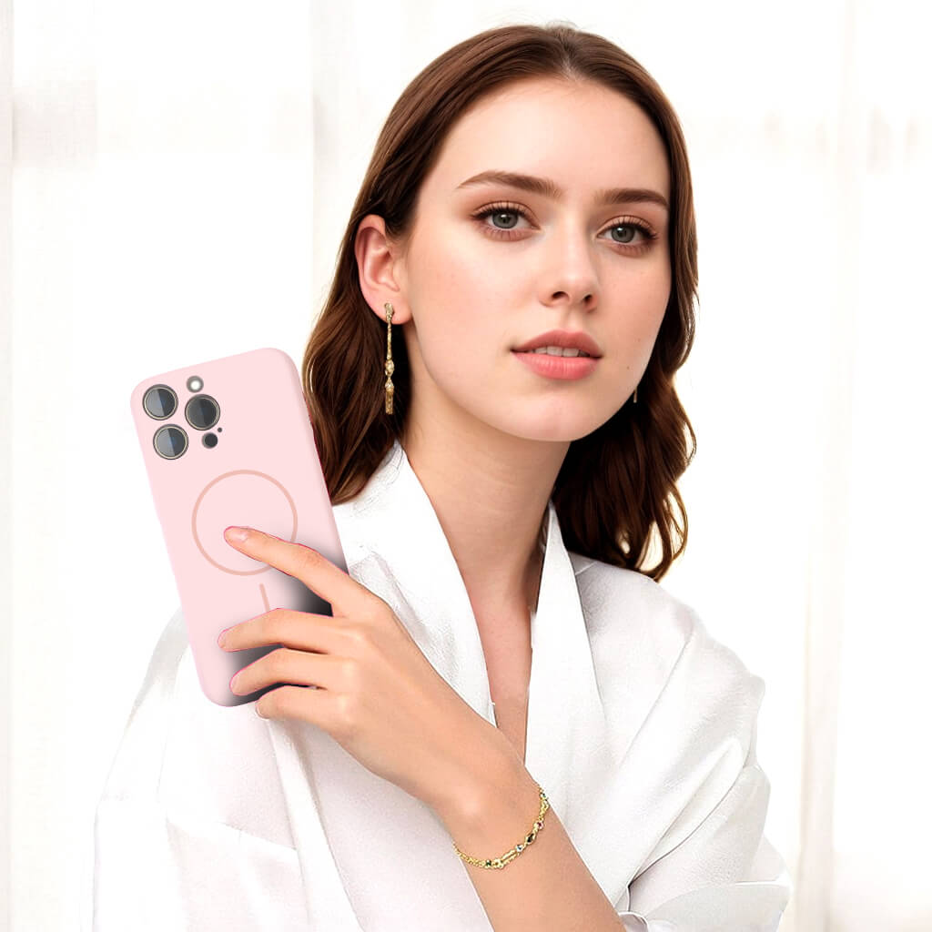 Pink Solid Color Compatible with Magsafe Phone Case