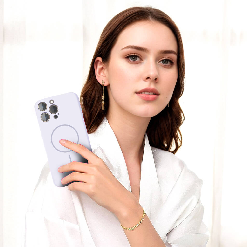 Light Purple Solid Color Compatible with Magsafe Phone Case