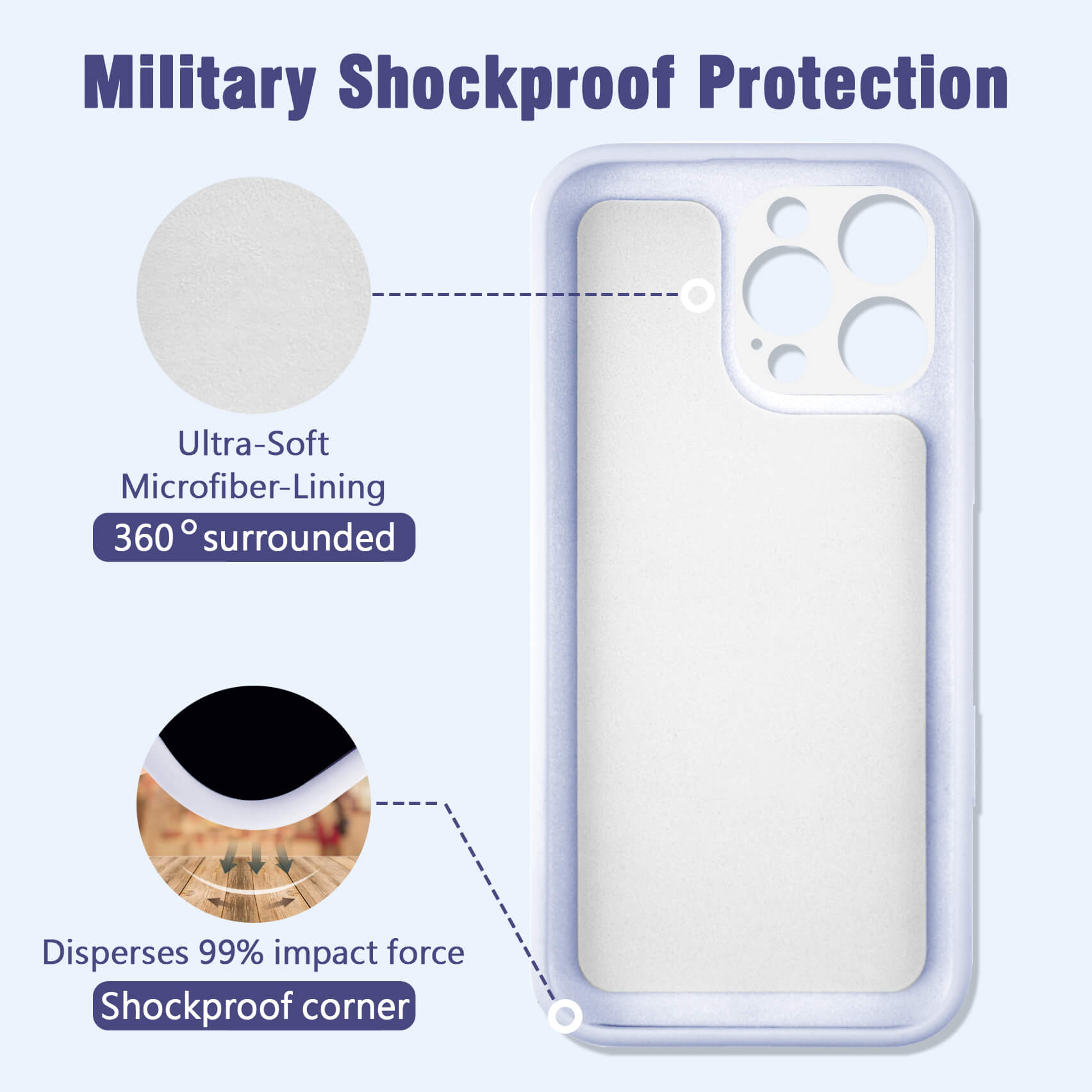 Light Purple Solid Color Compatible with Magsafe Phone Case