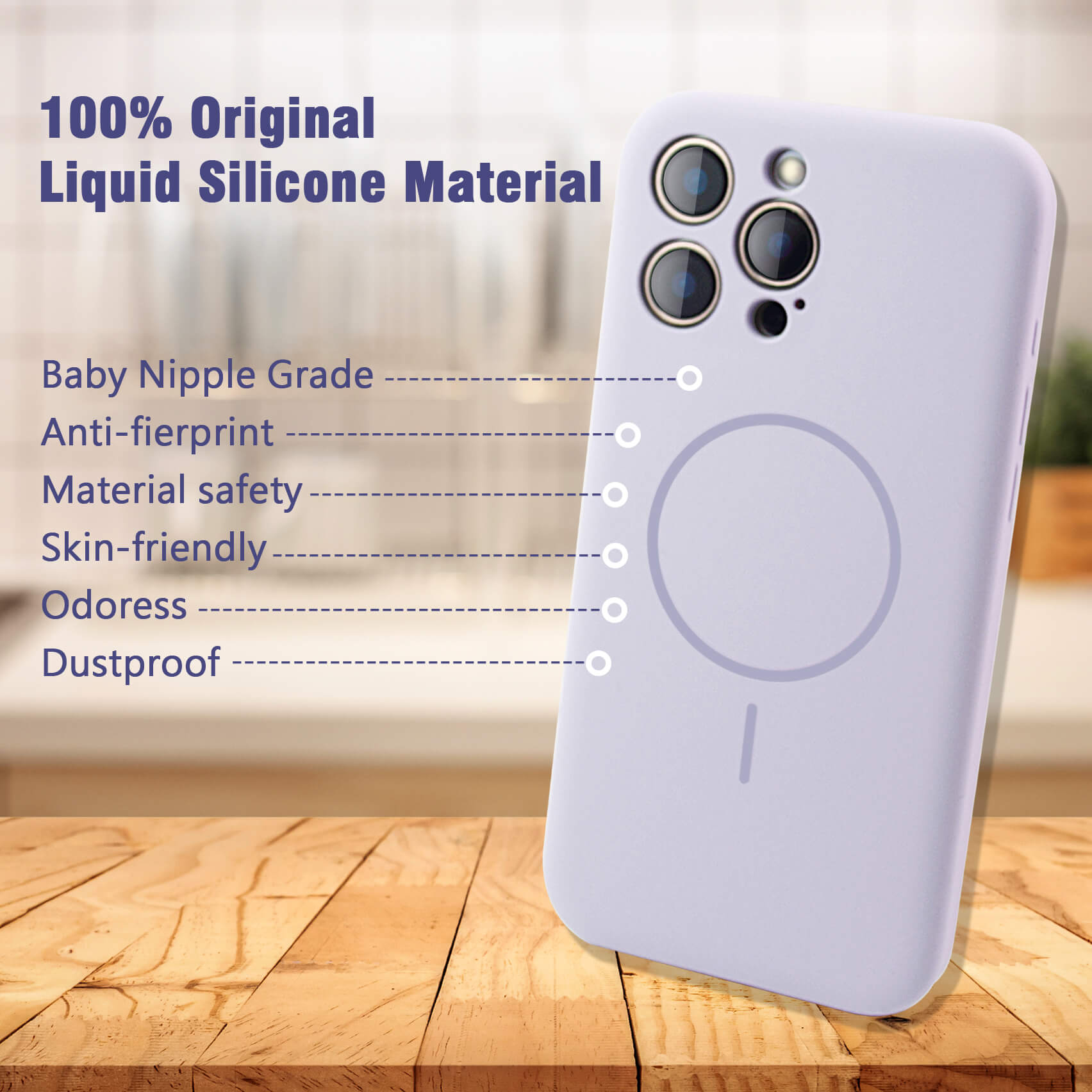 Light Purple Solid Color Compatible with Magsafe Phone Case