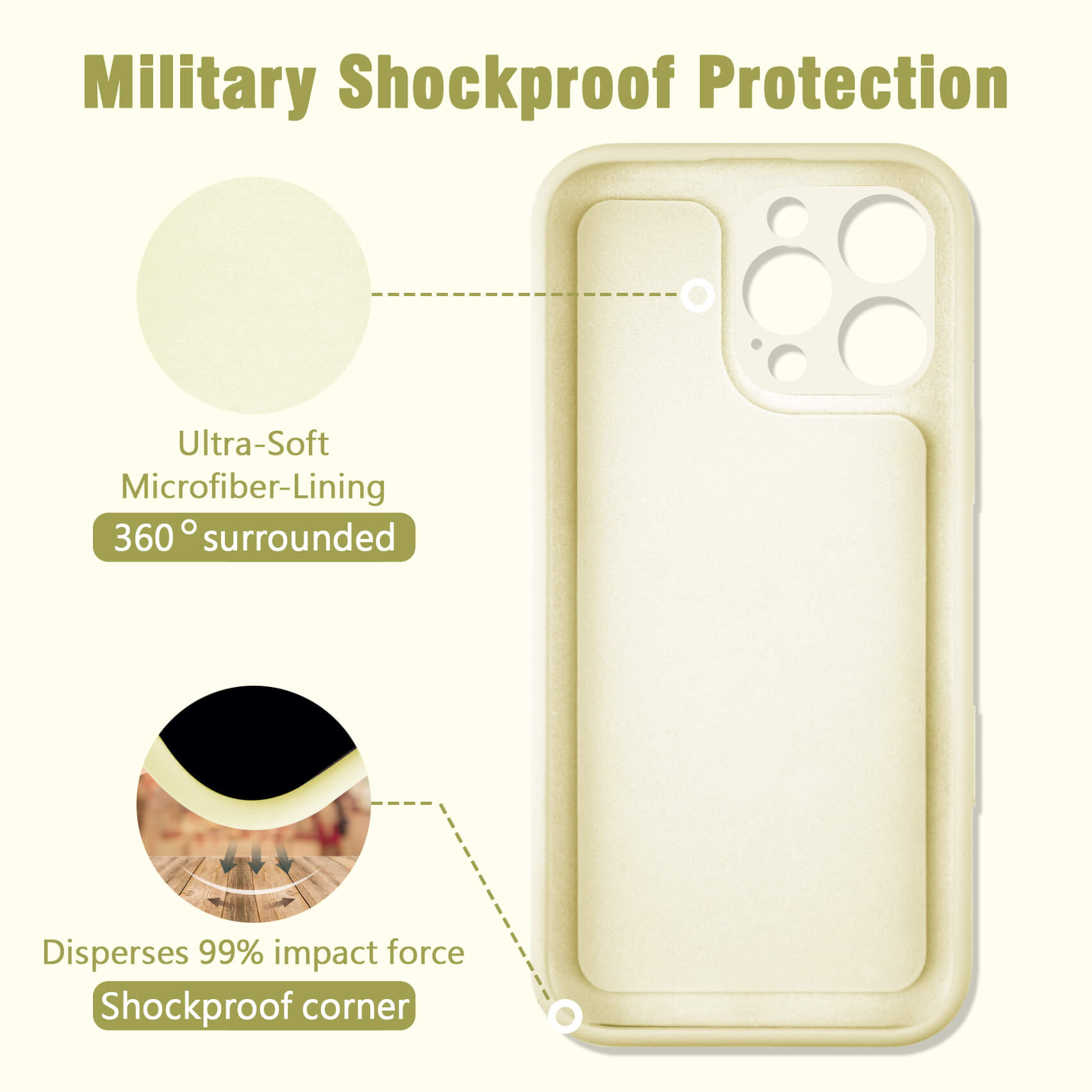 Beige Solid Color Compatible with Magsafe Phone Case