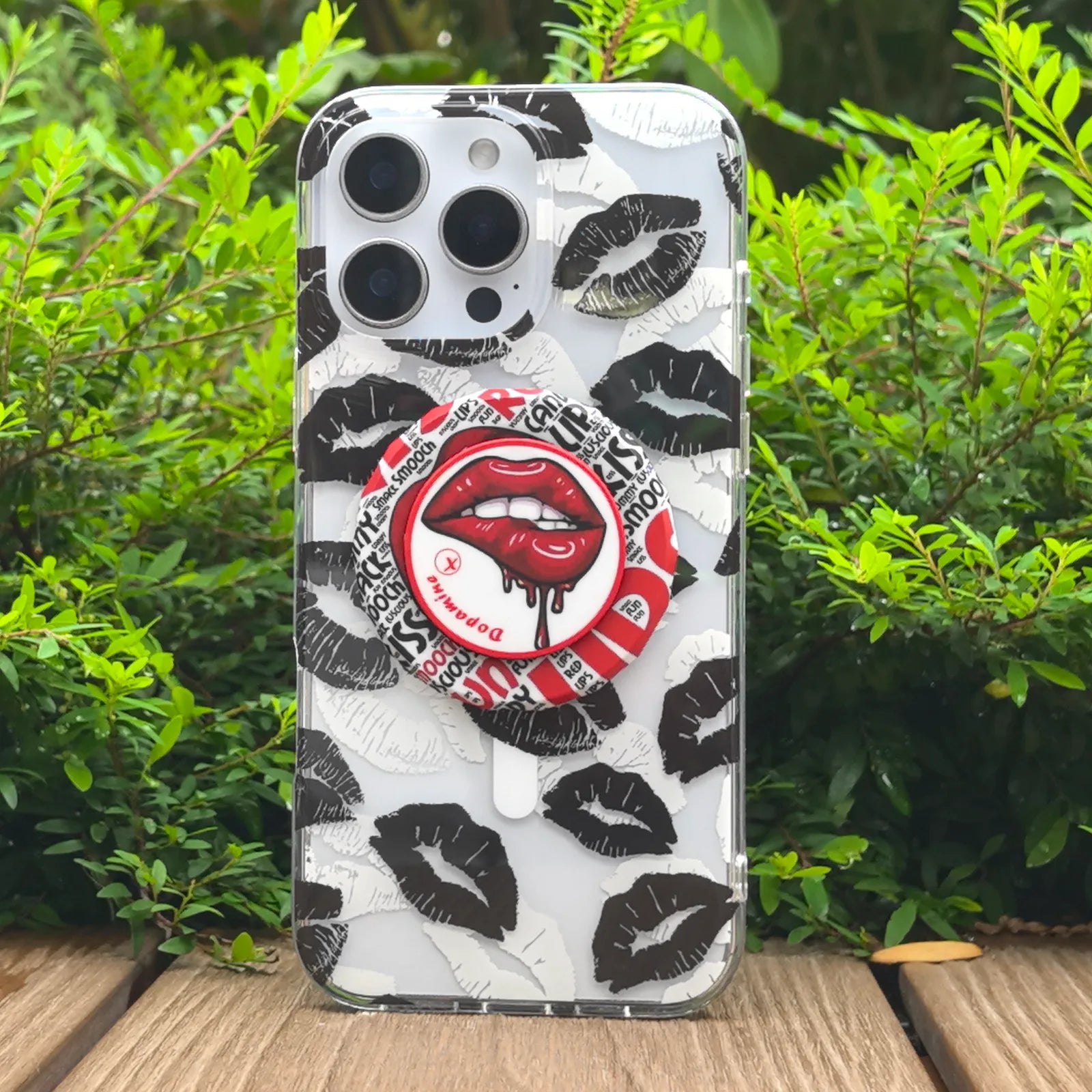 Lip Black Phone Case MagSafe Grip Set